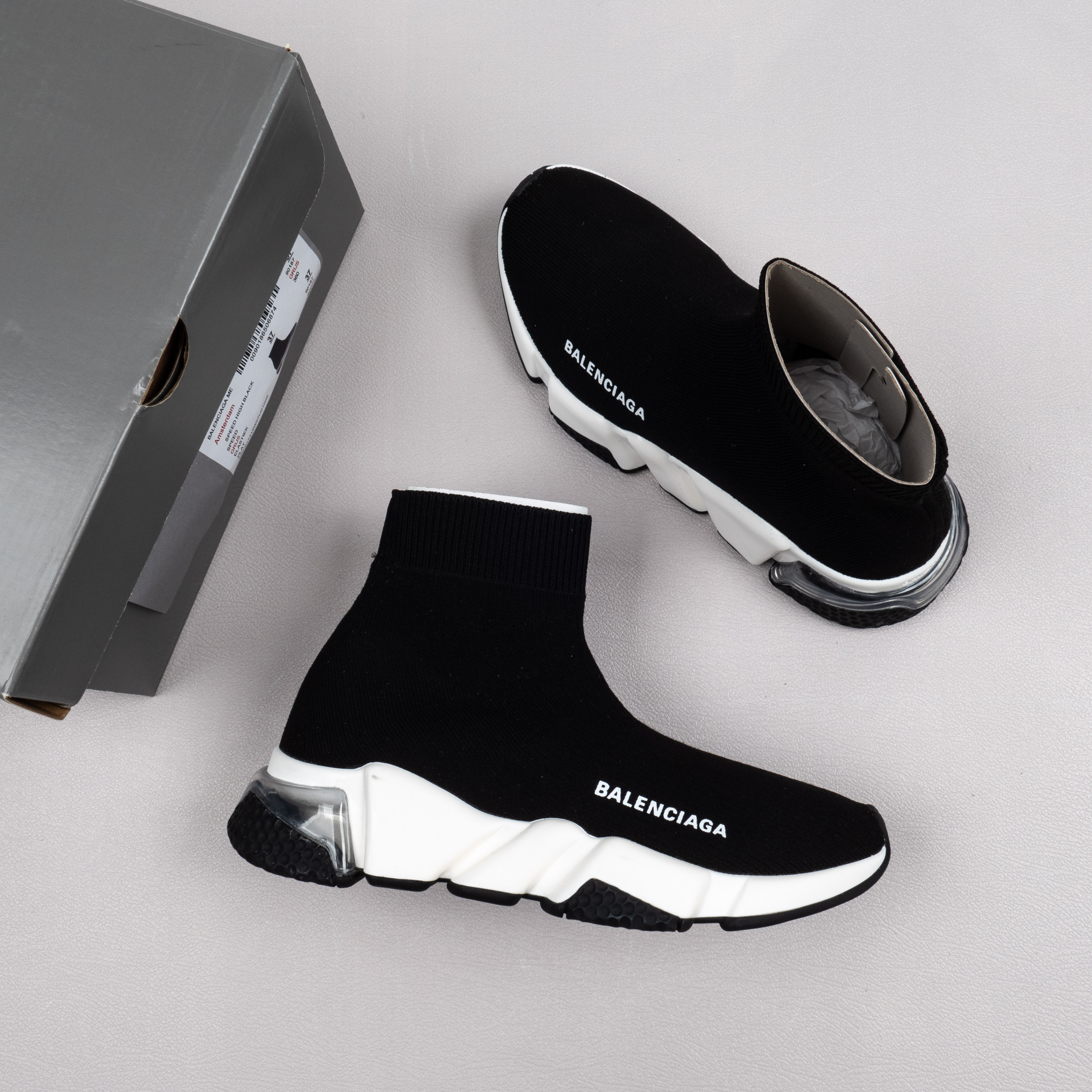 【Free Shipping】男女鞋 巴黎袜子鞋SPEED LOGO印花袜式针织运动鞋