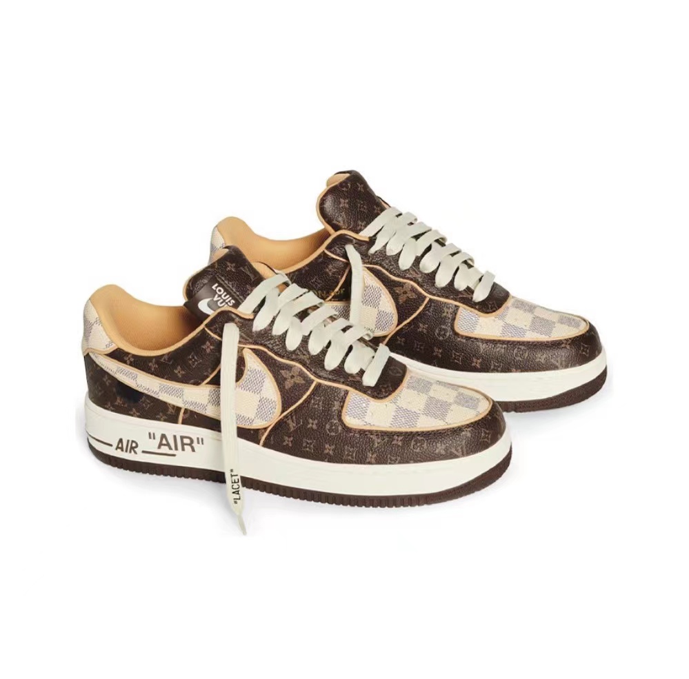 L&V AF 1 Low Louis Vuitton Monogram Brown Damier Azur