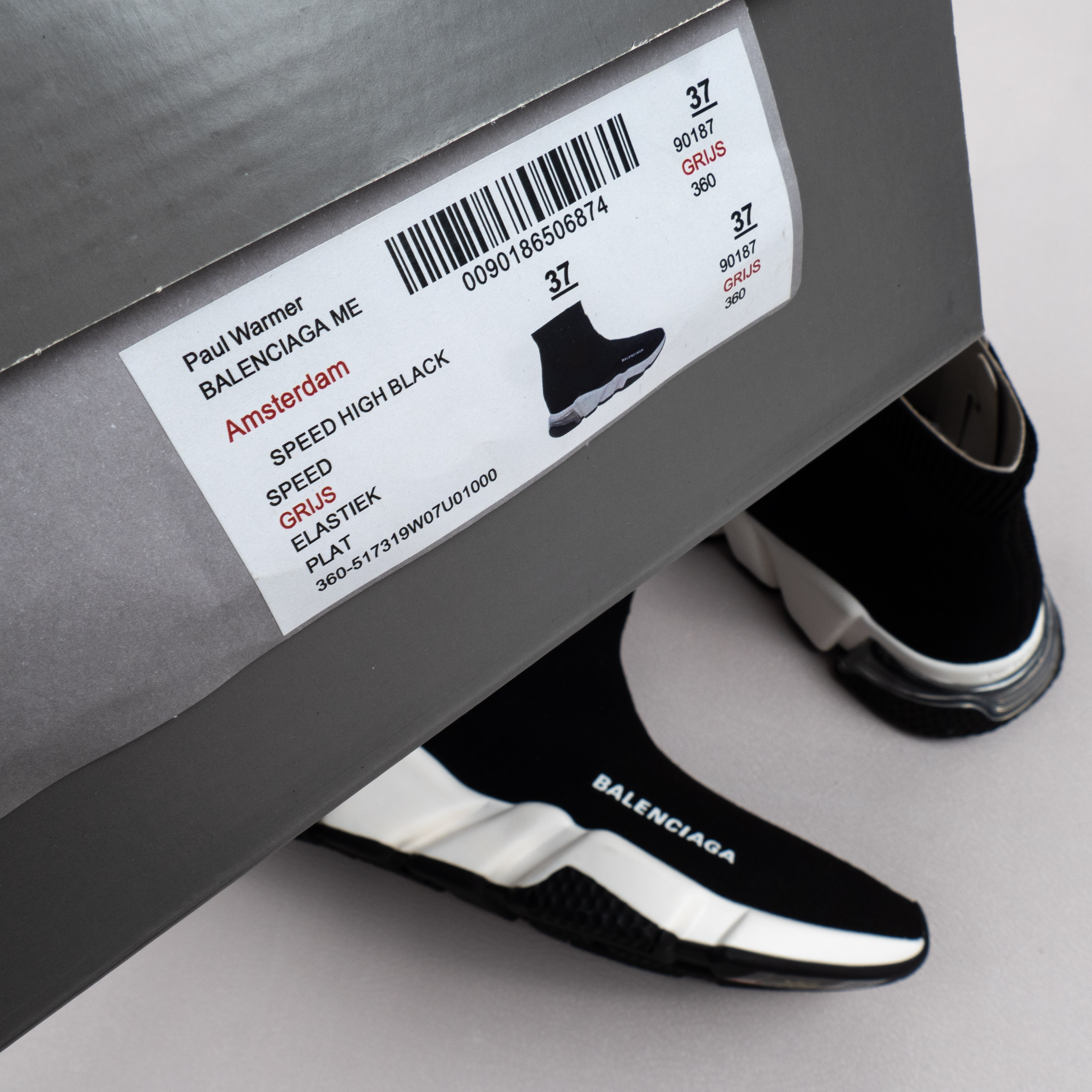 【Free Shipping】男女鞋 巴黎袜子鞋SPEED LOGO印花袜式针织运动鞋