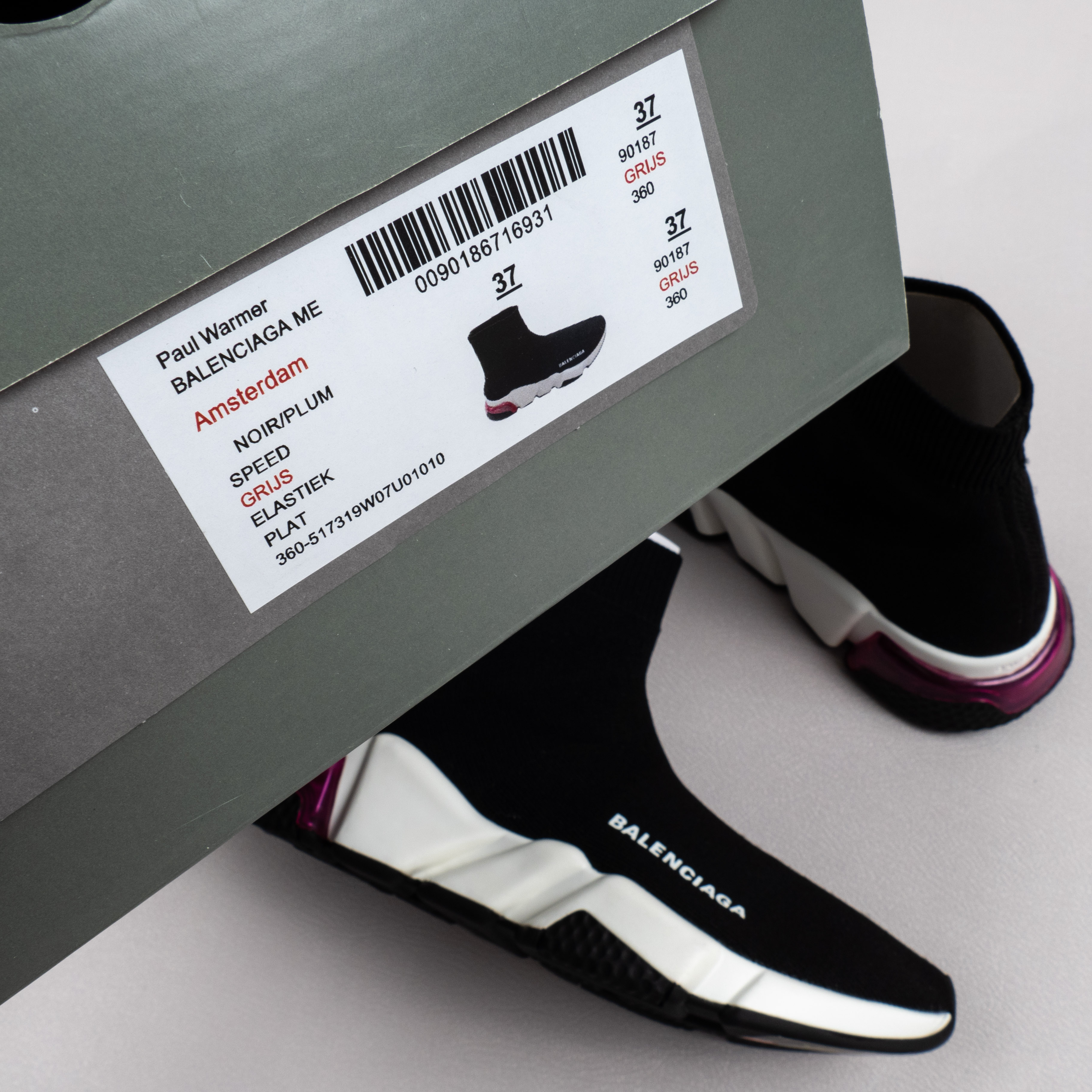 【Free Shipping】男女鞋 巴黎袜子鞋SPEED LOGO印花袜式针织运动鞋