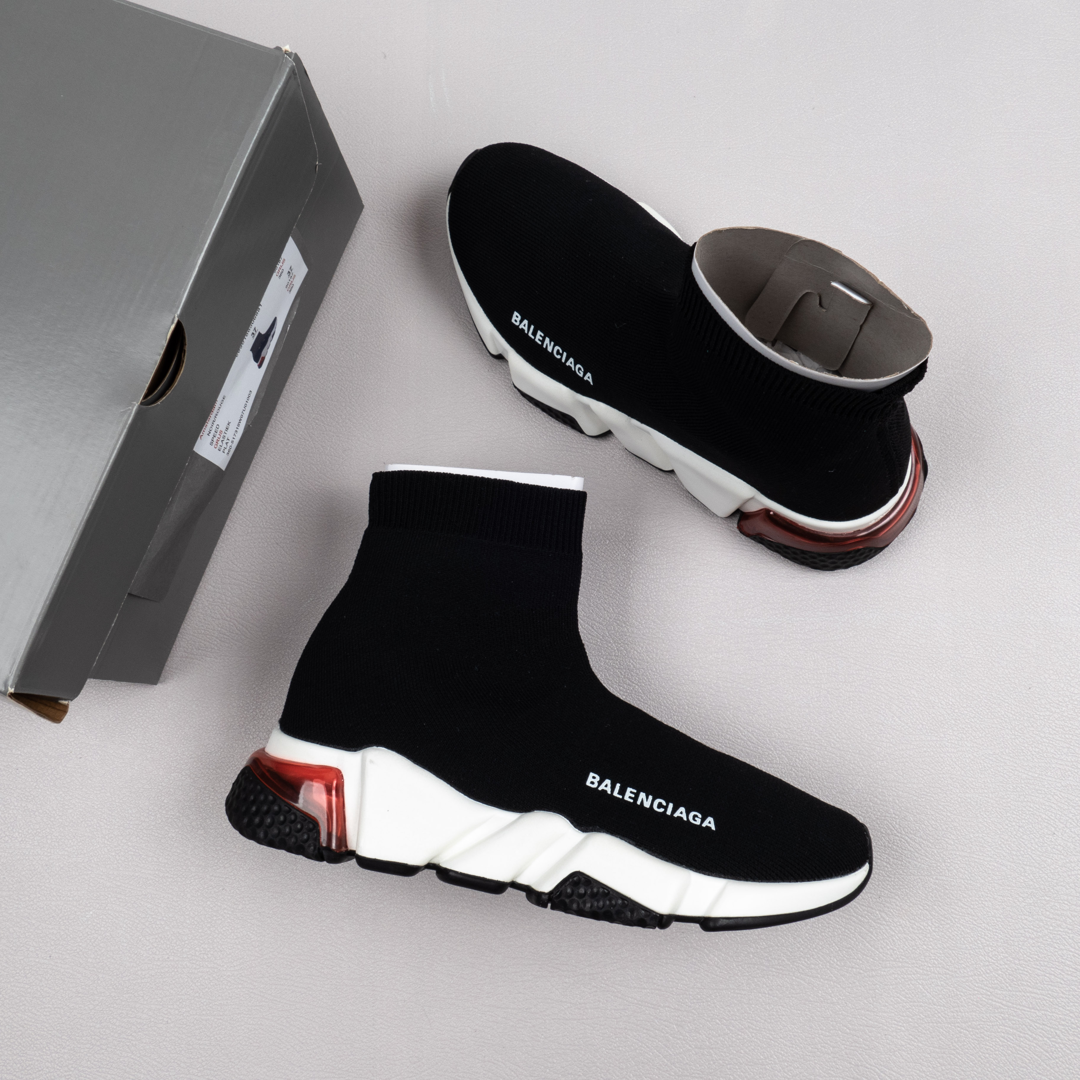 【Free Shipping】男女鞋 巴黎袜子鞋SPEED LOGO印花袜式针织运动鞋