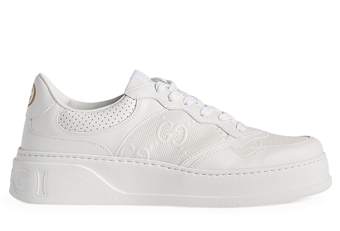 GG Sneaker Embossed White Leather