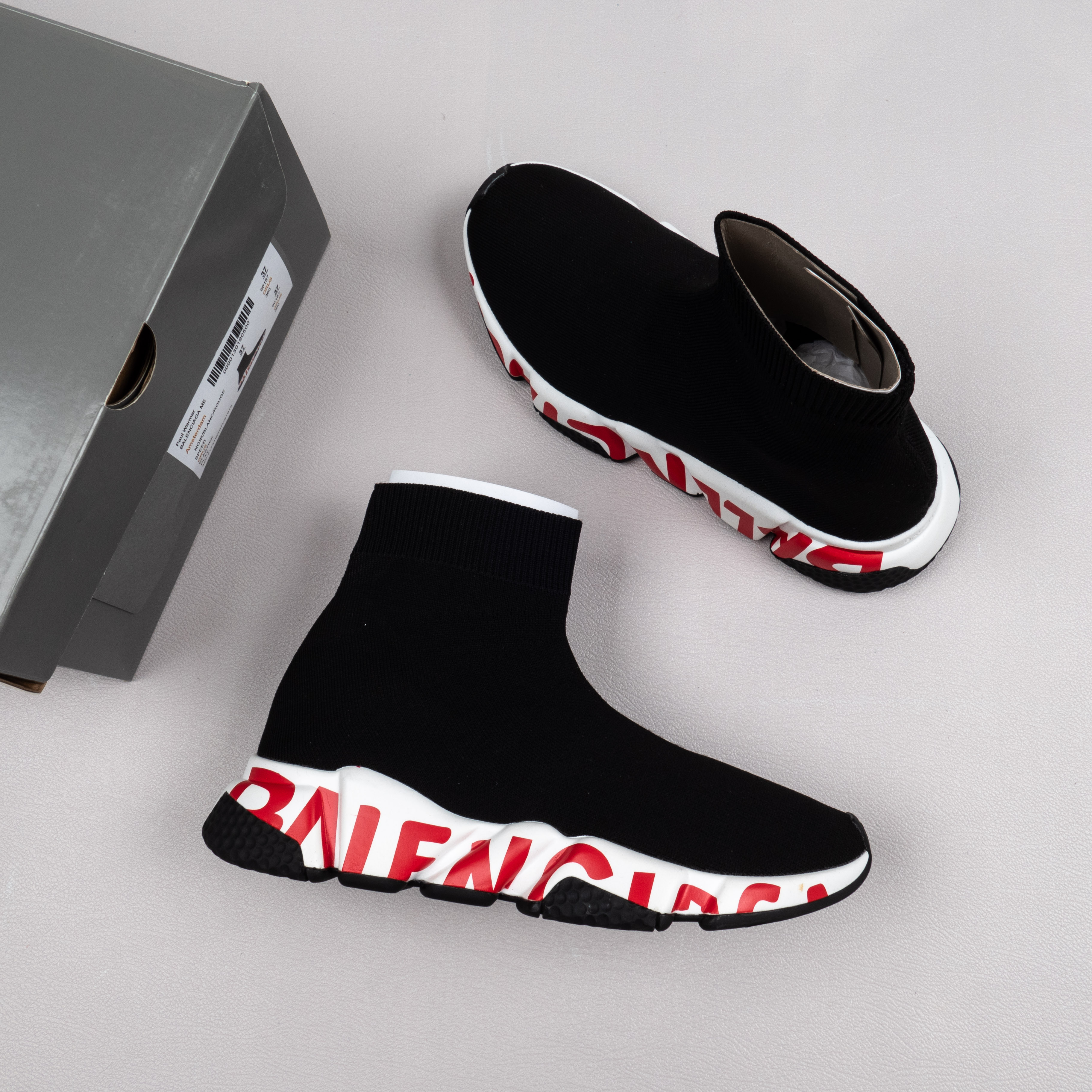 【Free Shipping】男女鞋 巴黎袜子鞋SPEED LOGO印花袜式针织运动鞋