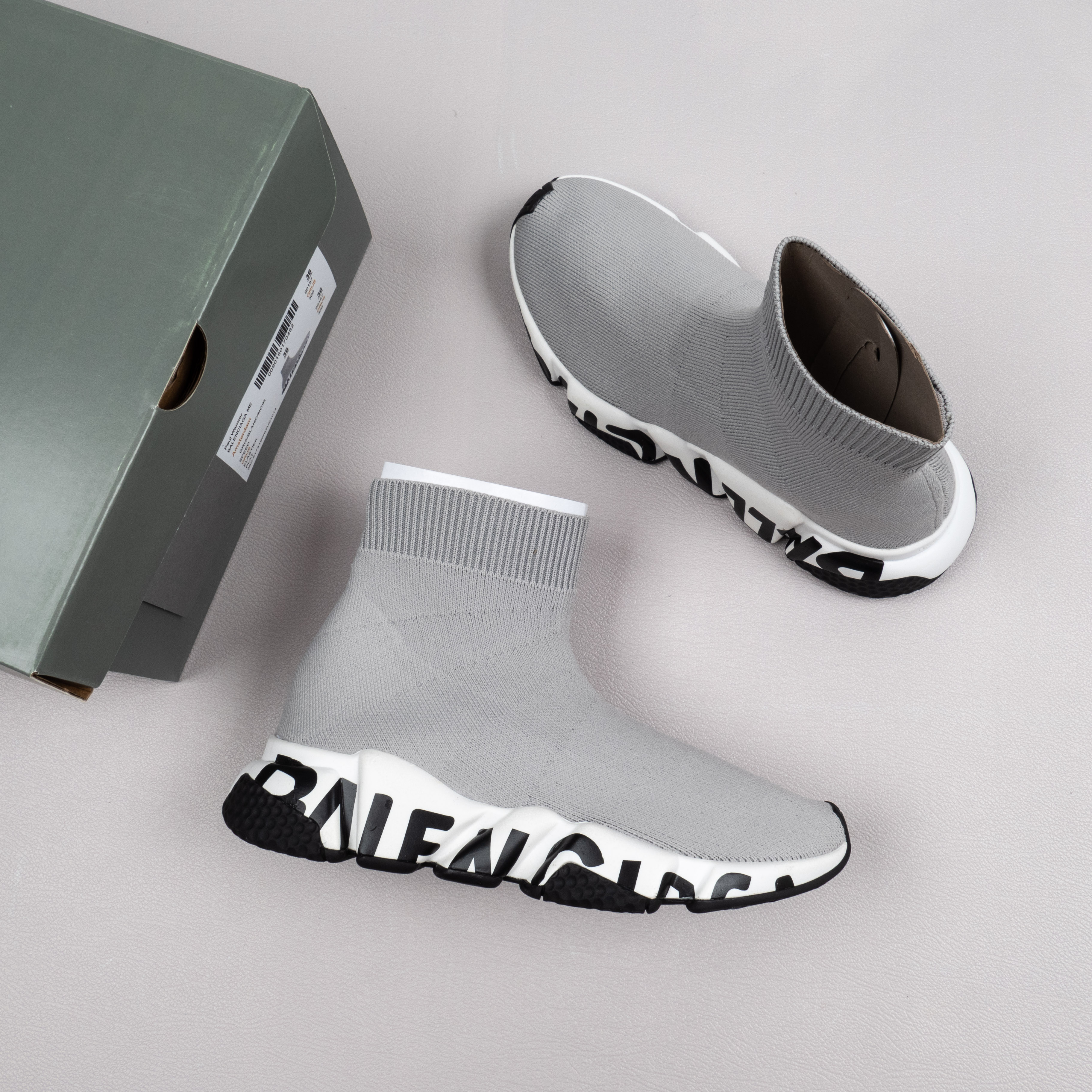 【Free Shipping】男女鞋 巴黎袜子鞋SPEED LOGO印花袜式针织运动鞋