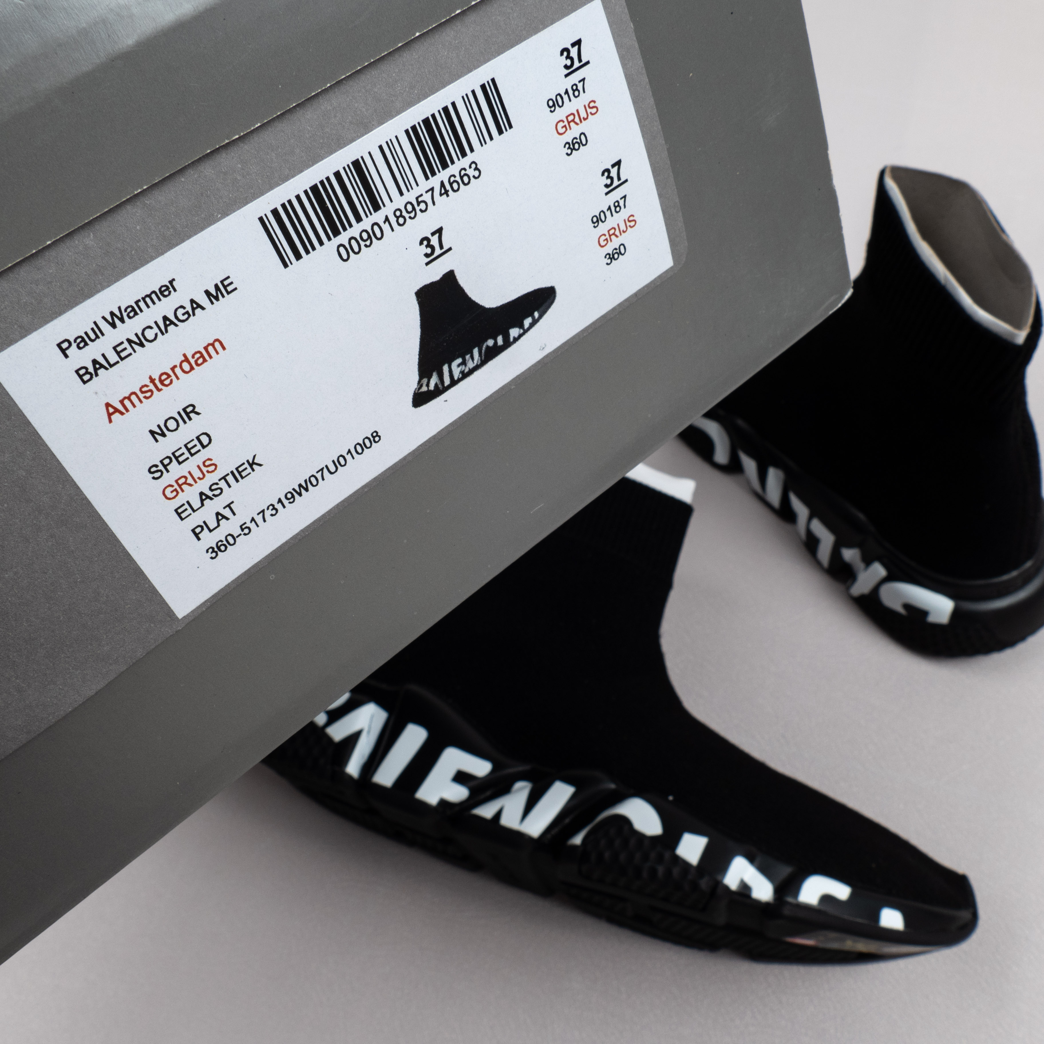 【Free Shipping】男女鞋 巴黎袜子鞋SPEED LOGO印花袜式针织运动鞋