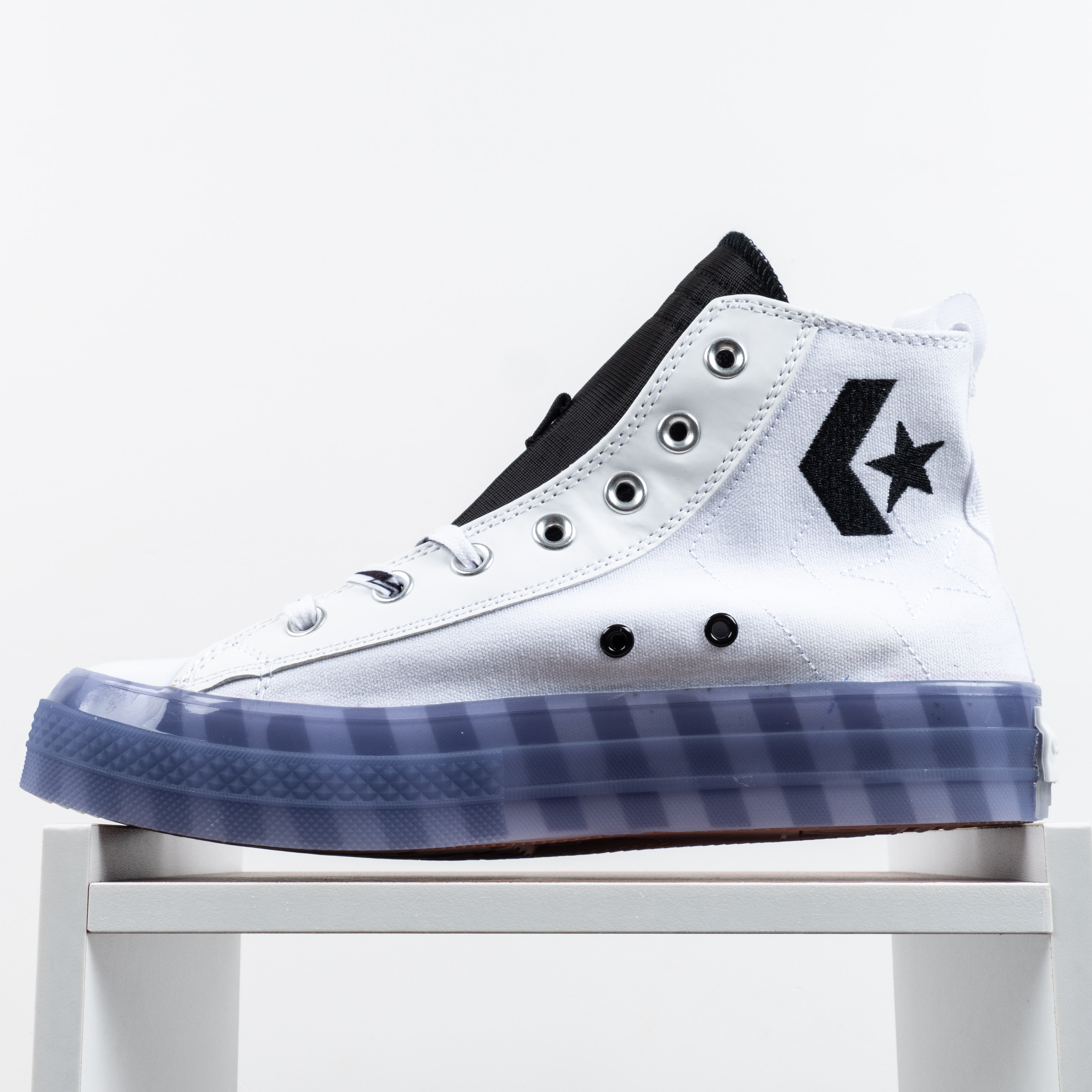 [Free Shipping] 男女鞋 Converse CX果冻半透明底白黑色小闪电复古高帮帆布鞋 169468C