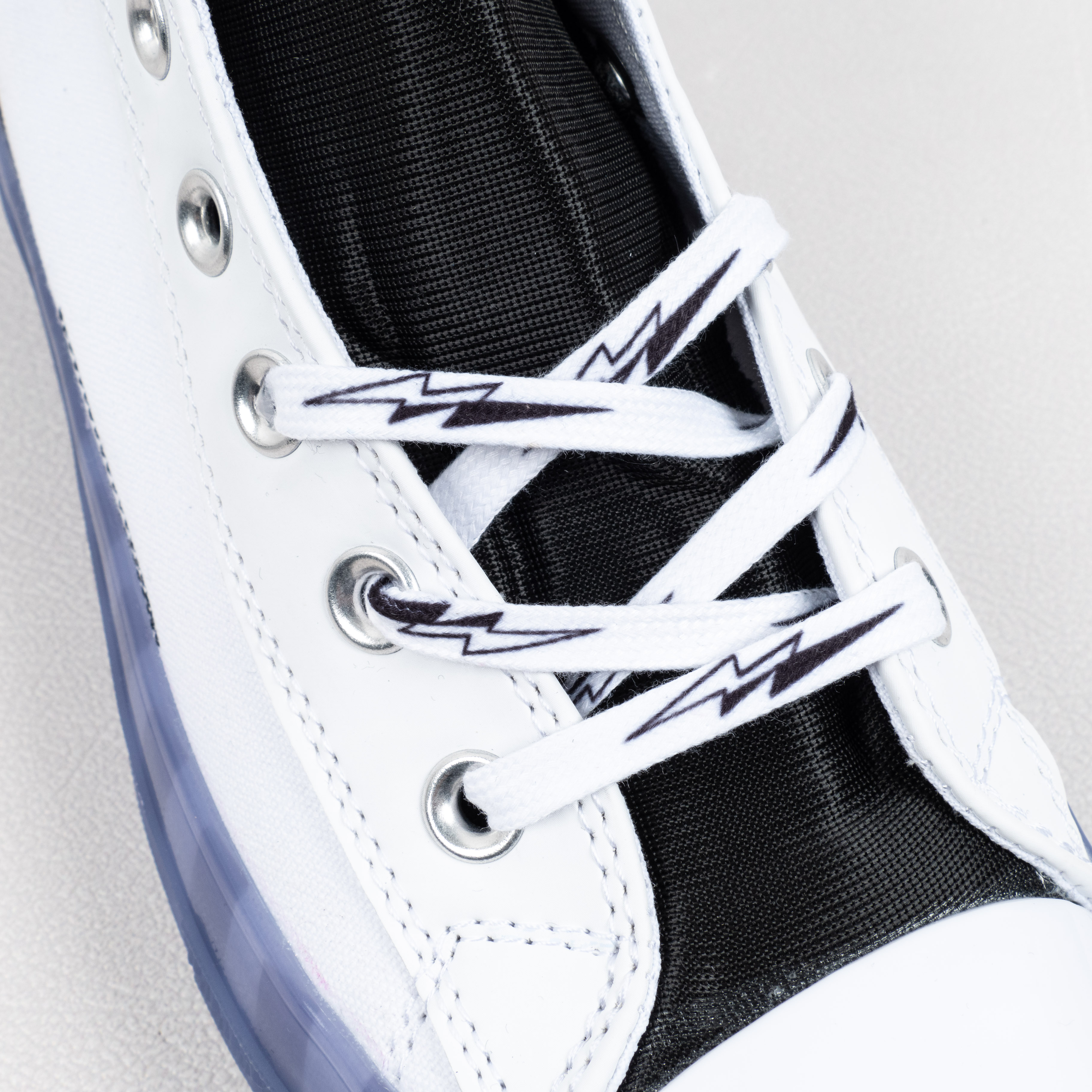 [Free Shipping] 男女鞋 Converse CX果冻半透明底白黑色小闪电复古高帮帆布鞋 169468C