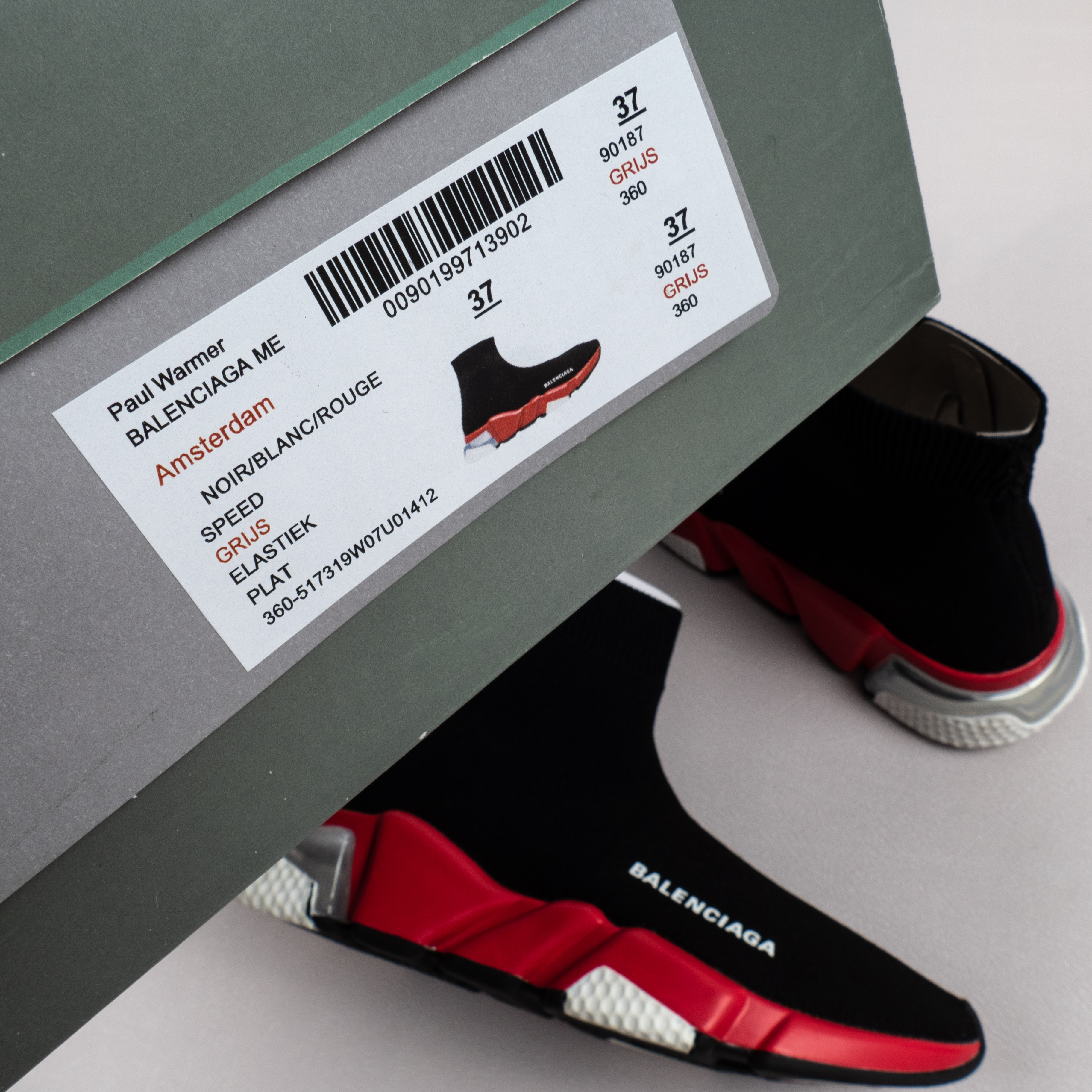 【Free Shipping】男女鞋 巴黎袜子鞋SPEED LOGO印花袜式针织运动鞋