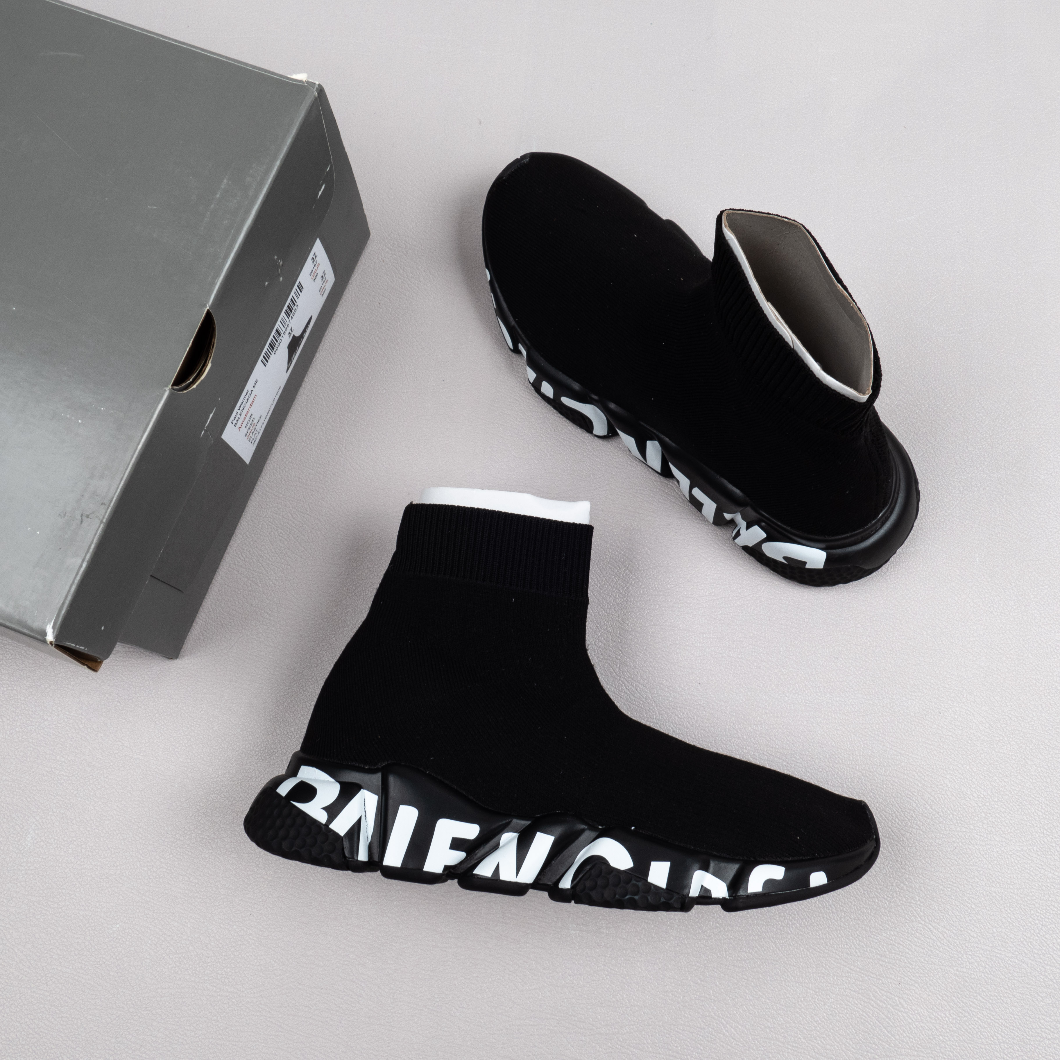 【Free Shipping】男女鞋 巴黎袜子鞋SPEED LOGO印花袜式针织运动鞋