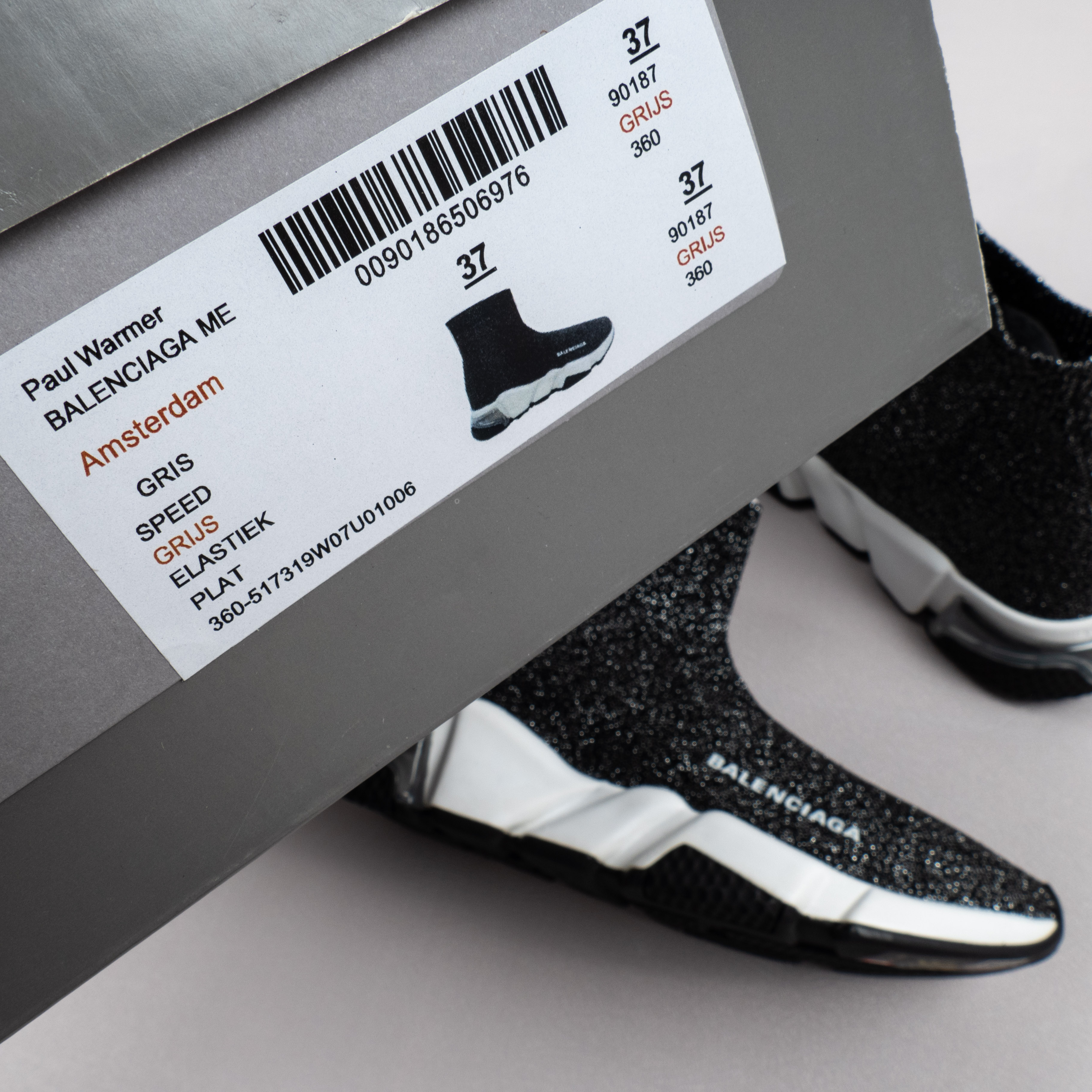 【Free Shipping】男女鞋 巴黎袜子鞋SPEED LOGO印花袜式针织运动鞋