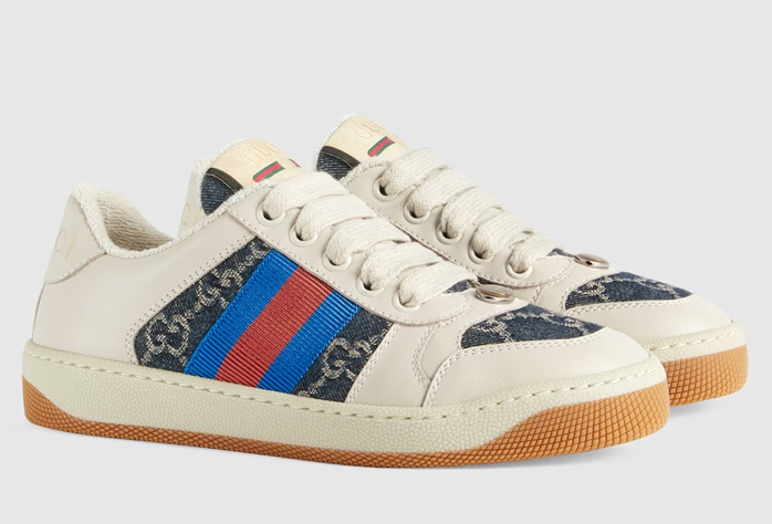 Screener Blue and ivory washed organic GG jacquard denim