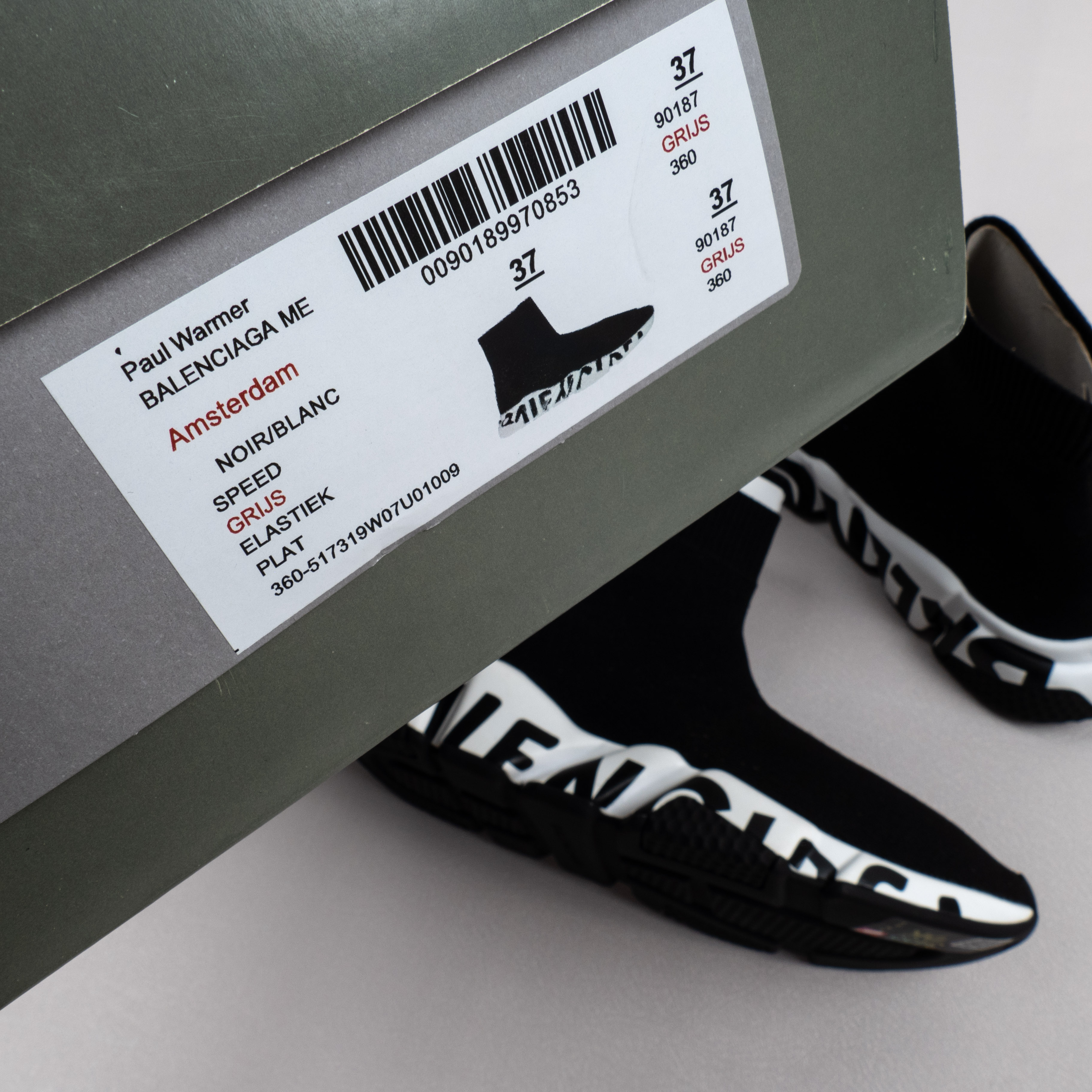 【Free Shipping】男女鞋 巴黎袜子鞋SPEED LOGO印花袜式针织运动鞋