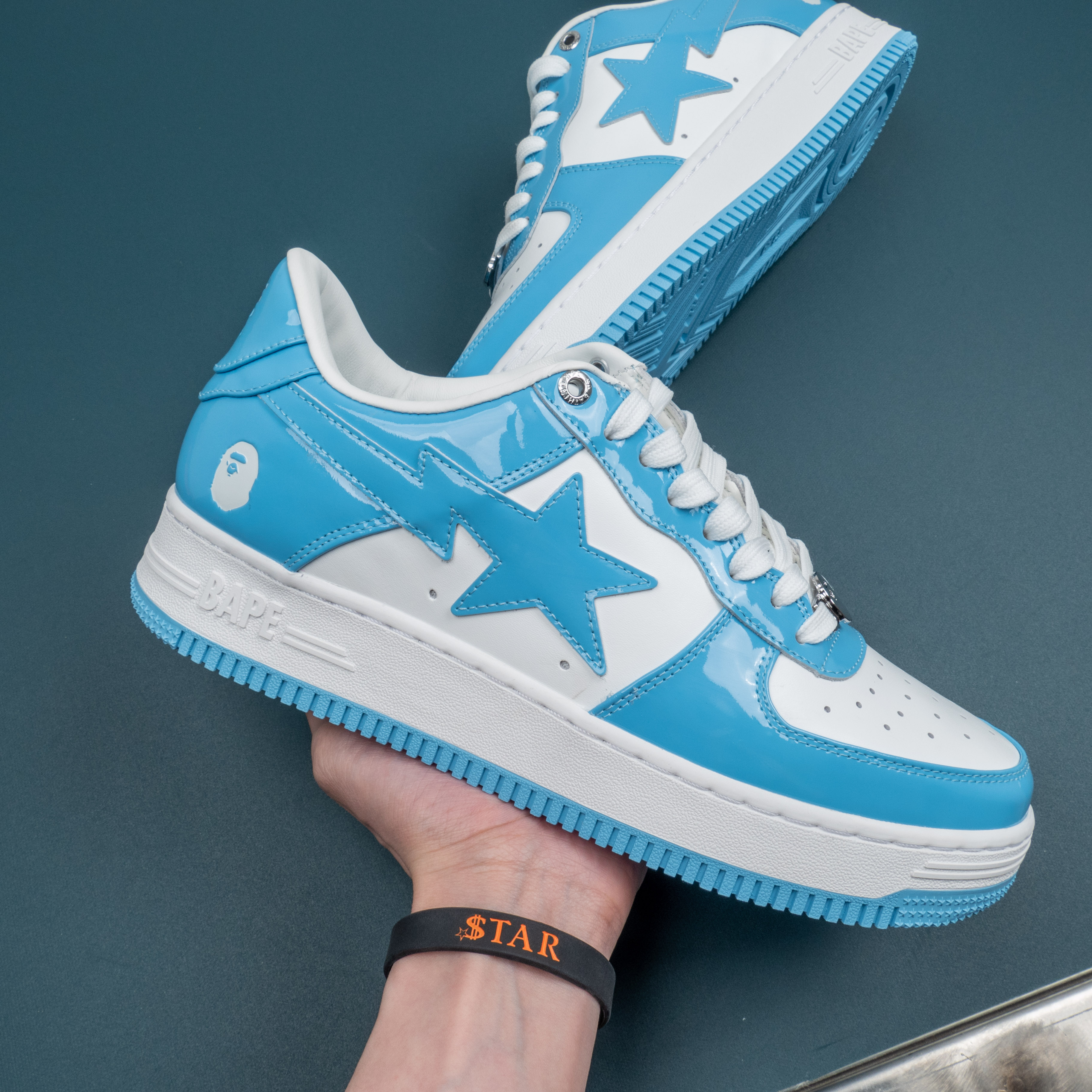 Patent Leather Blue White