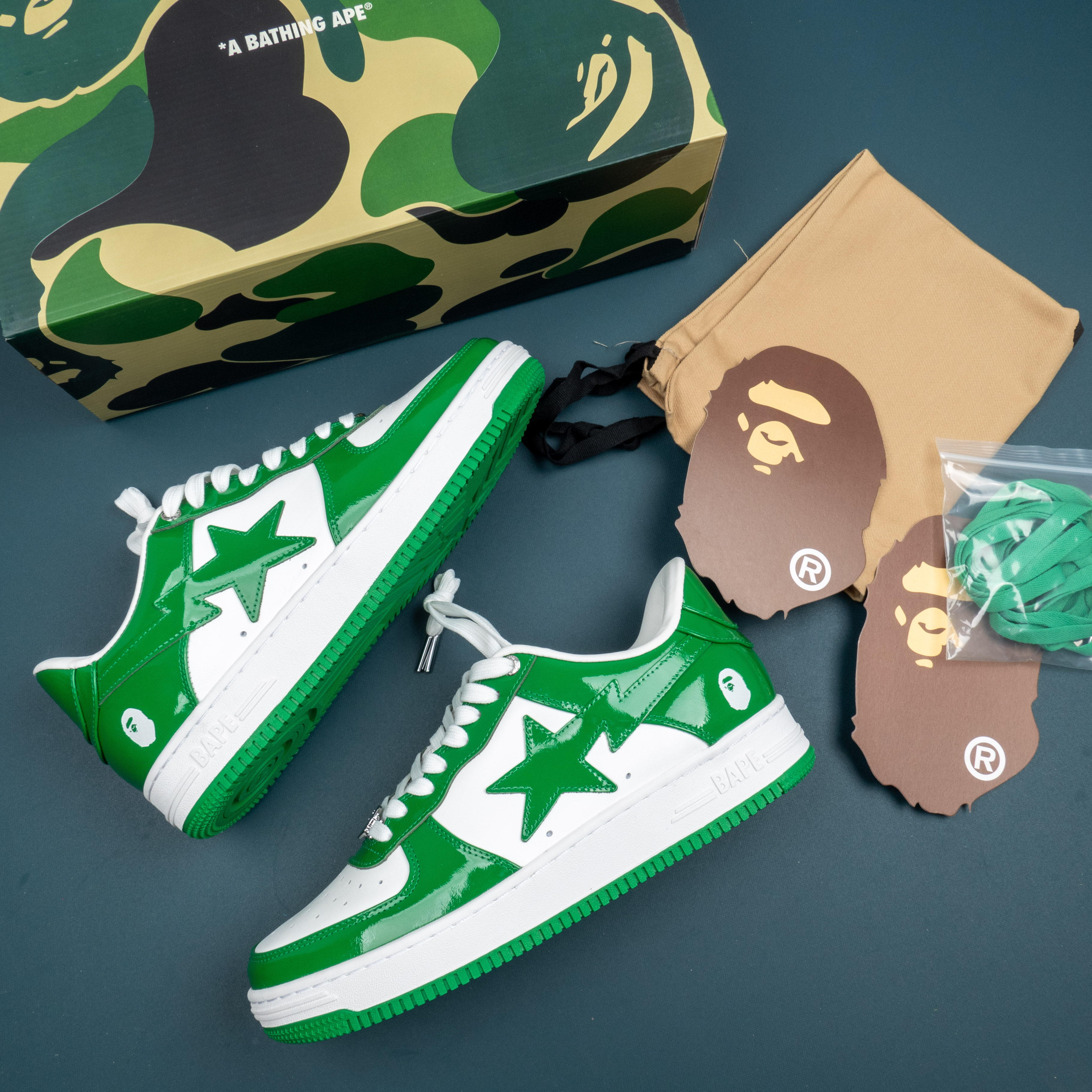 Patent Leather Green White