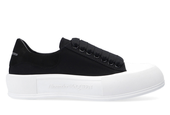 Deck Skate Plimsoll Lace-Up Black White