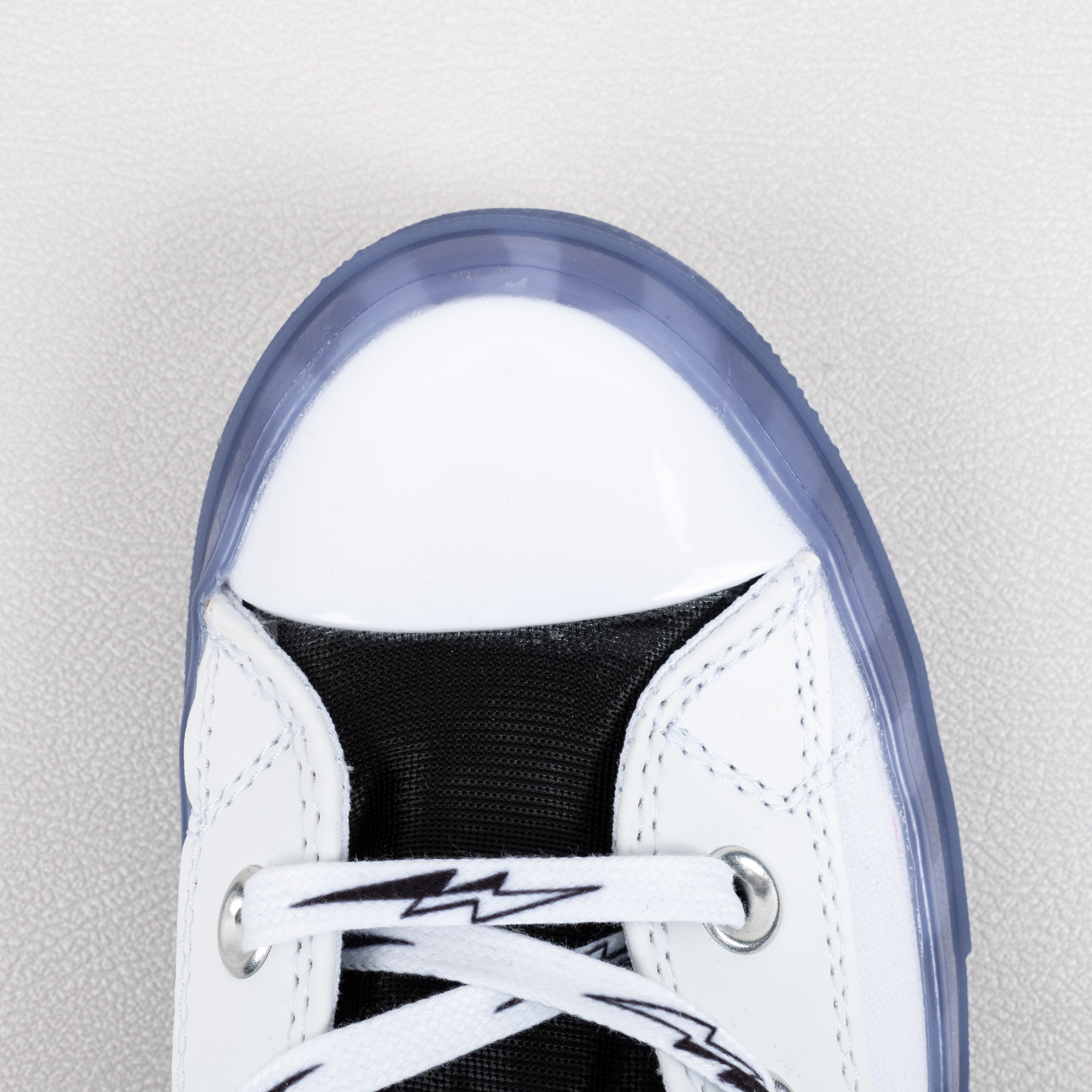 [Free Shipping] 男女鞋 Converse CX果冻半透明底白黑色小闪电复古高帮帆布鞋 169468C