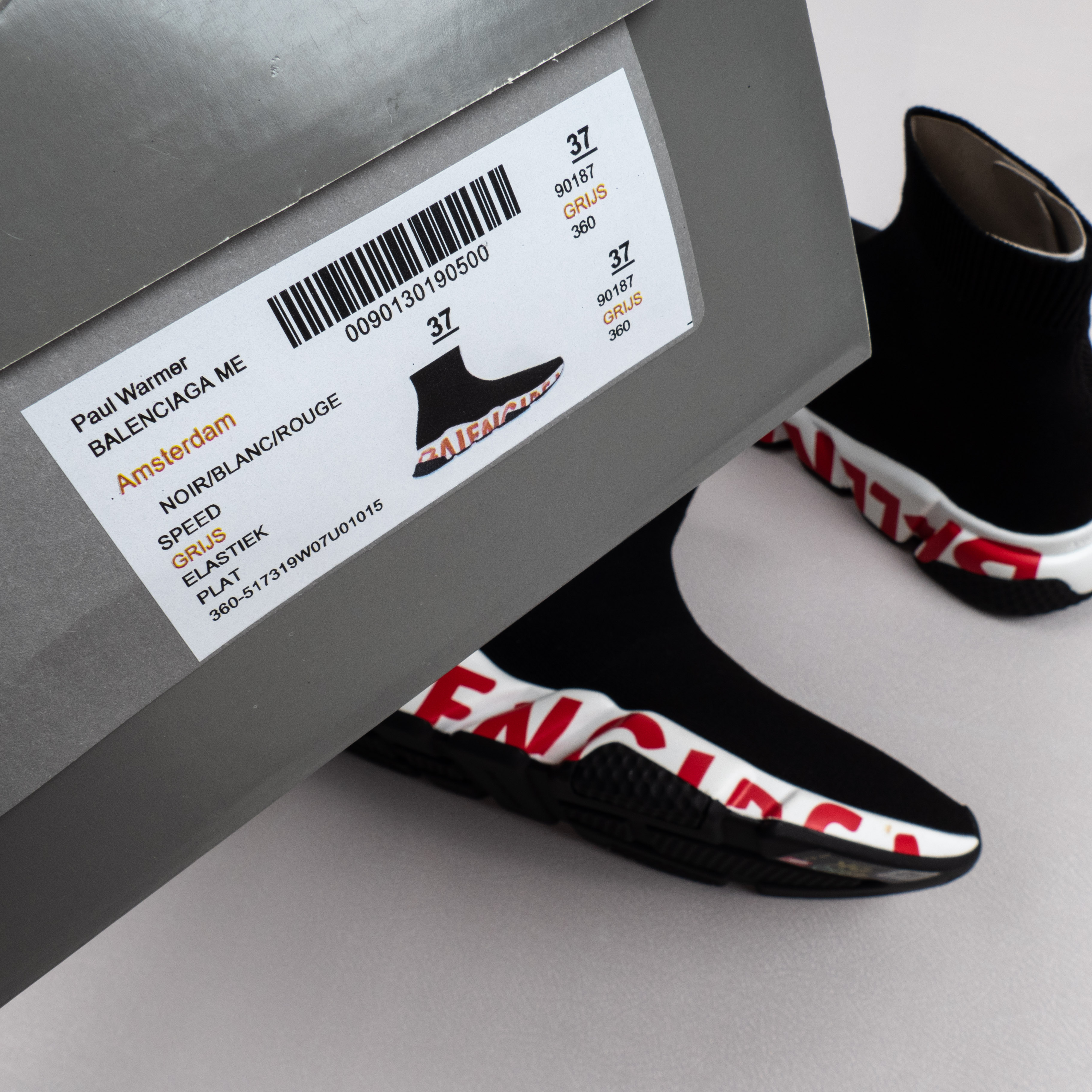 【Free Shipping】男女鞋 巴黎袜子鞋SPEED LOGO印花袜式针织运动鞋