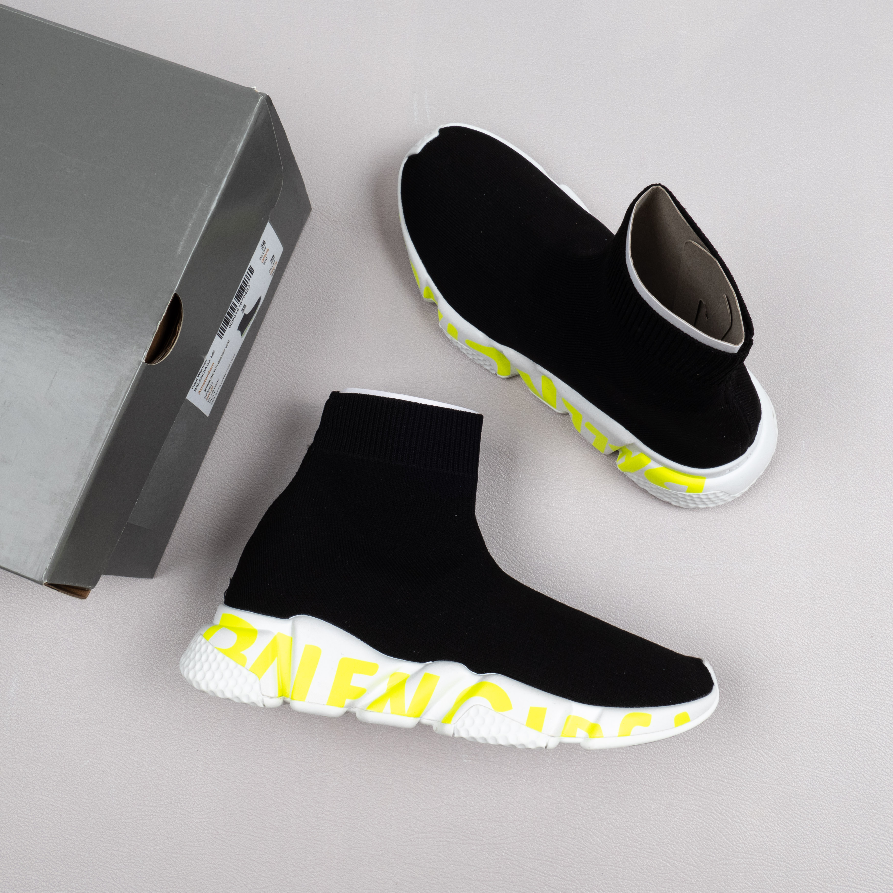 【Free Shipping】男女鞋 巴黎袜子鞋SPEED LOGO印花袜式针织运动鞋