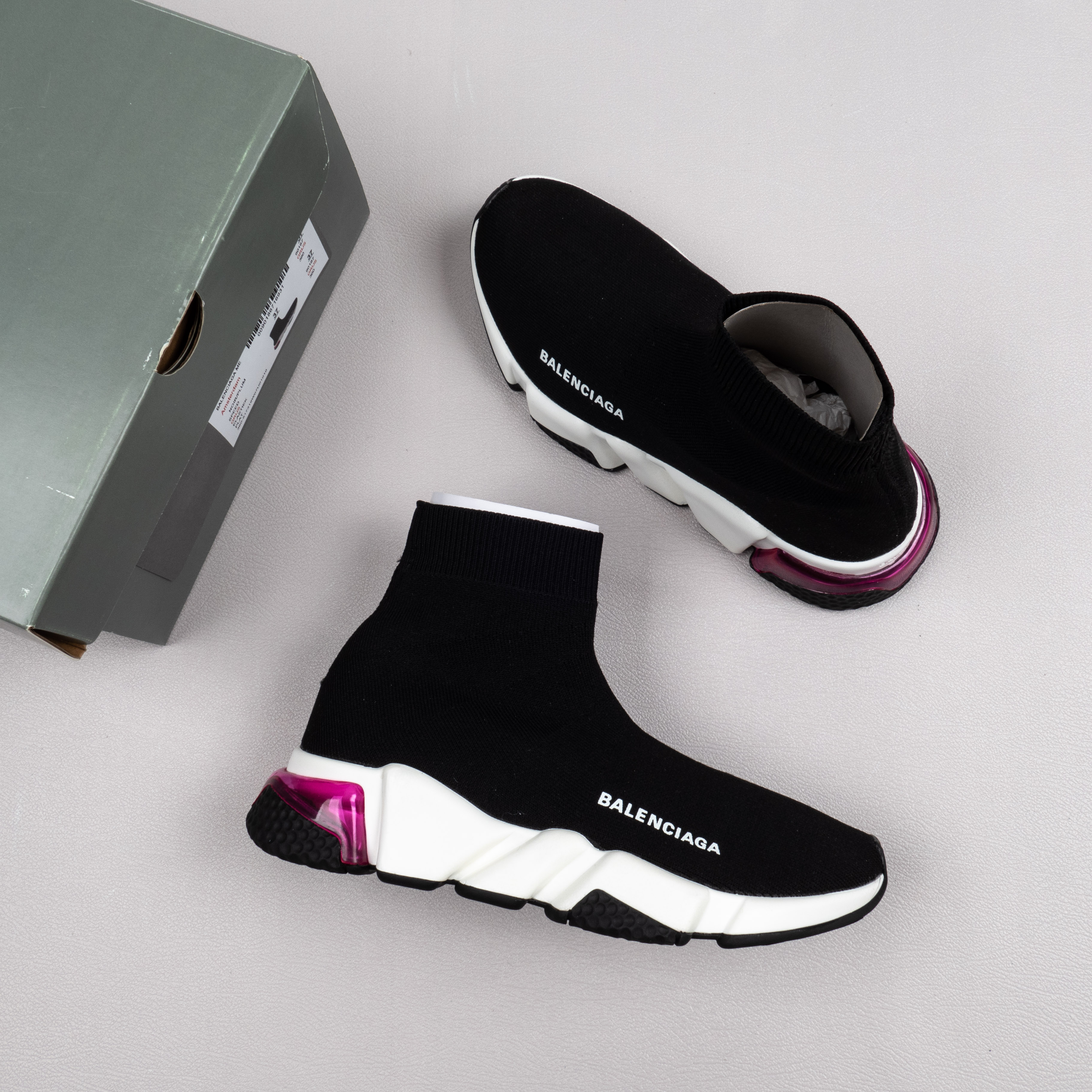 【Free Shipping】男女鞋 巴黎袜子鞋SPEED LOGO印花袜式针织运动鞋