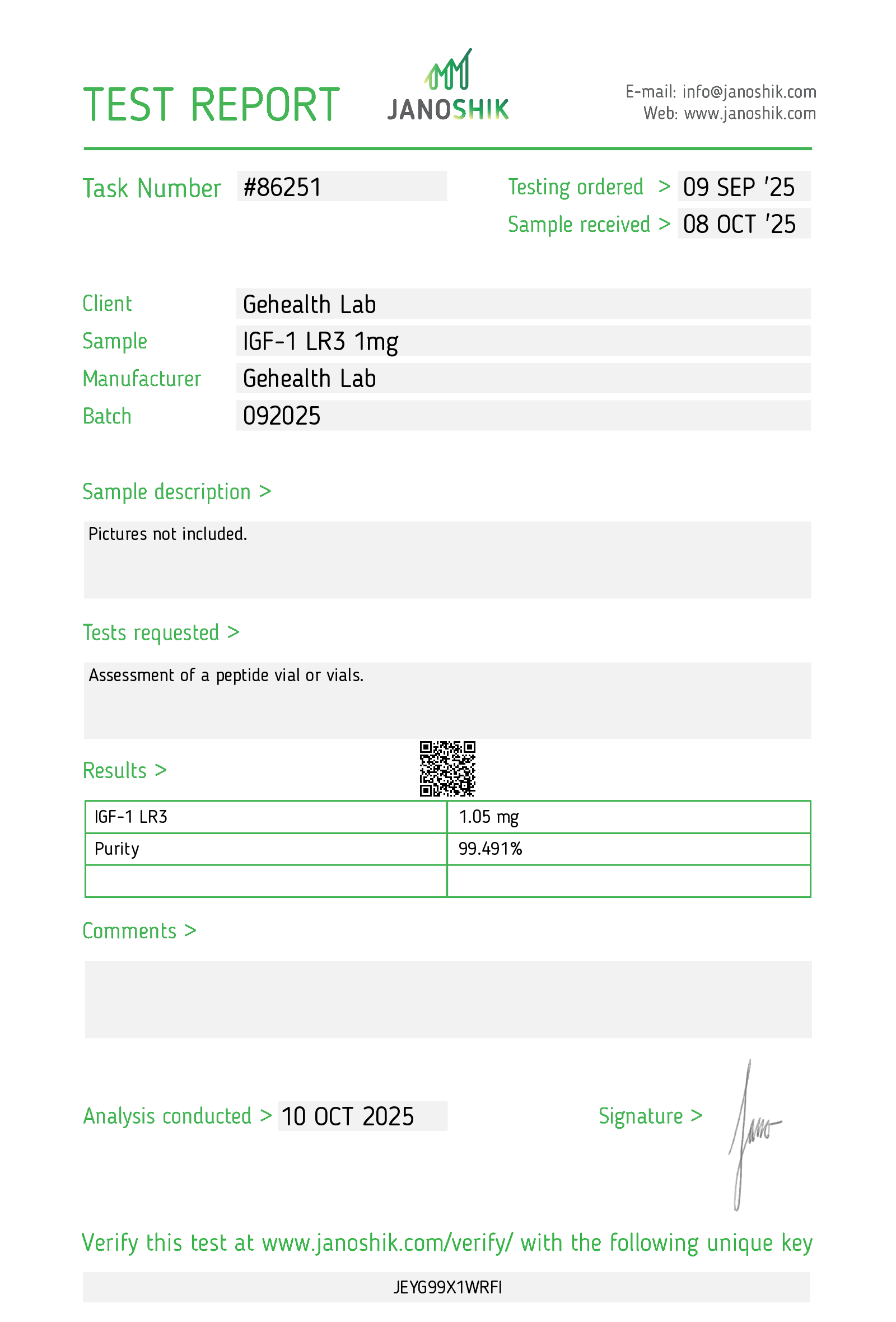 IGF-1 LR3 1mg/vial x 10 vials