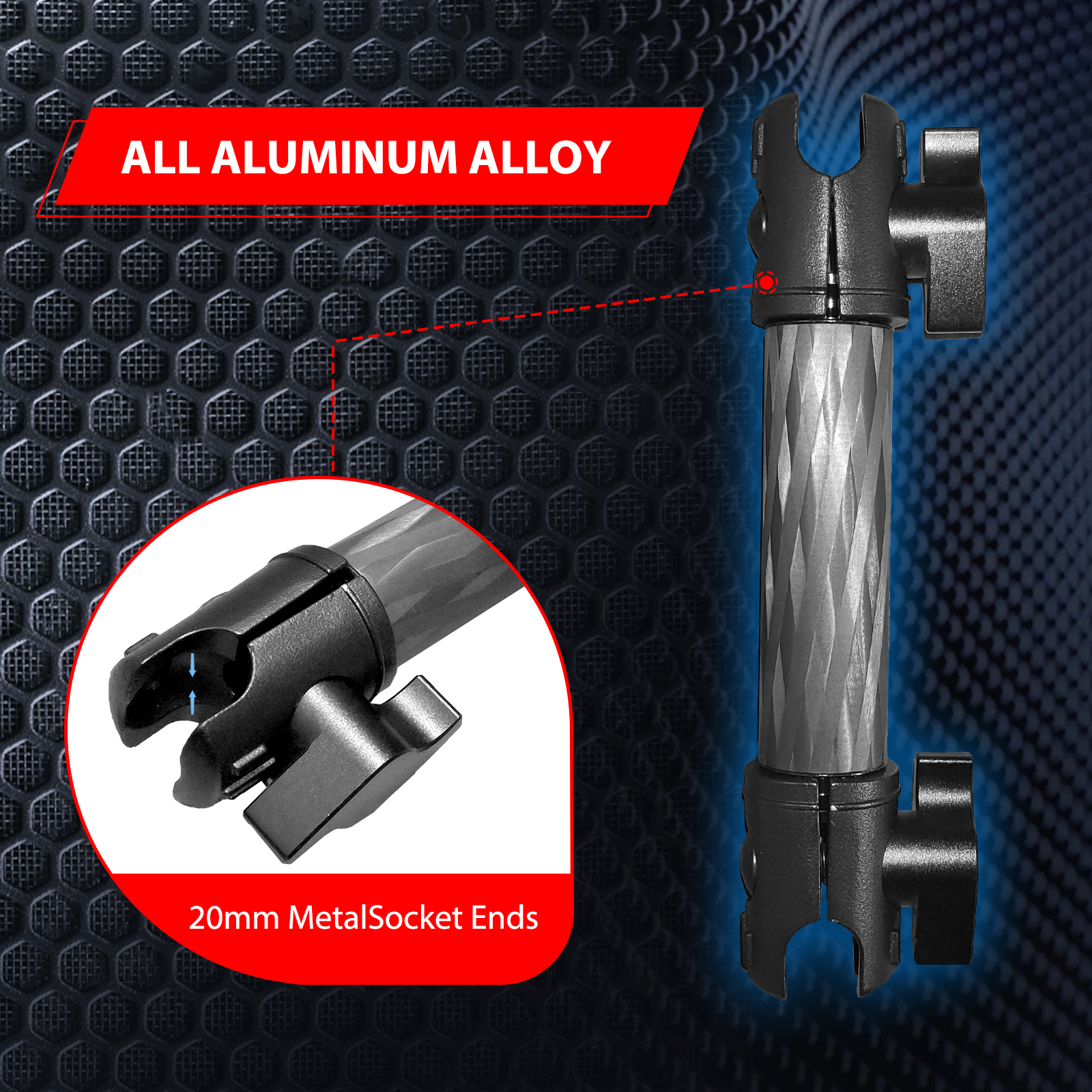 5.91-Inch Lockable and Adjustable Dual-Ended Carbon Fiber Kevlar Mounting Arm, Compatible With 20mm Ball Mount Base,20mm Ball Mount Arm
