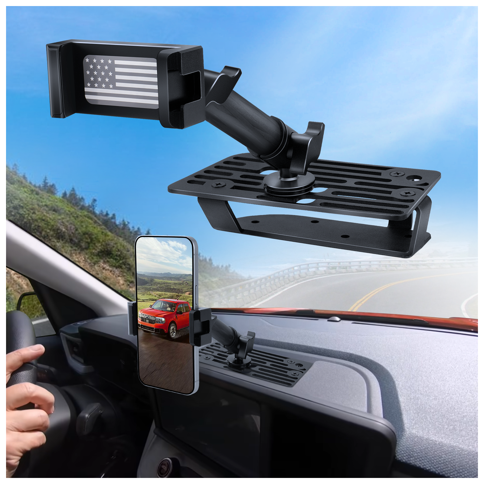 2024 2023 Maverick Dash Mount Phone Holder for 2022 2023 2024 Ford Maverick Metal Dash Platform Phone Mount Phone Holder 2024 Maverick Cell Phone Holder Dash Phone Mount