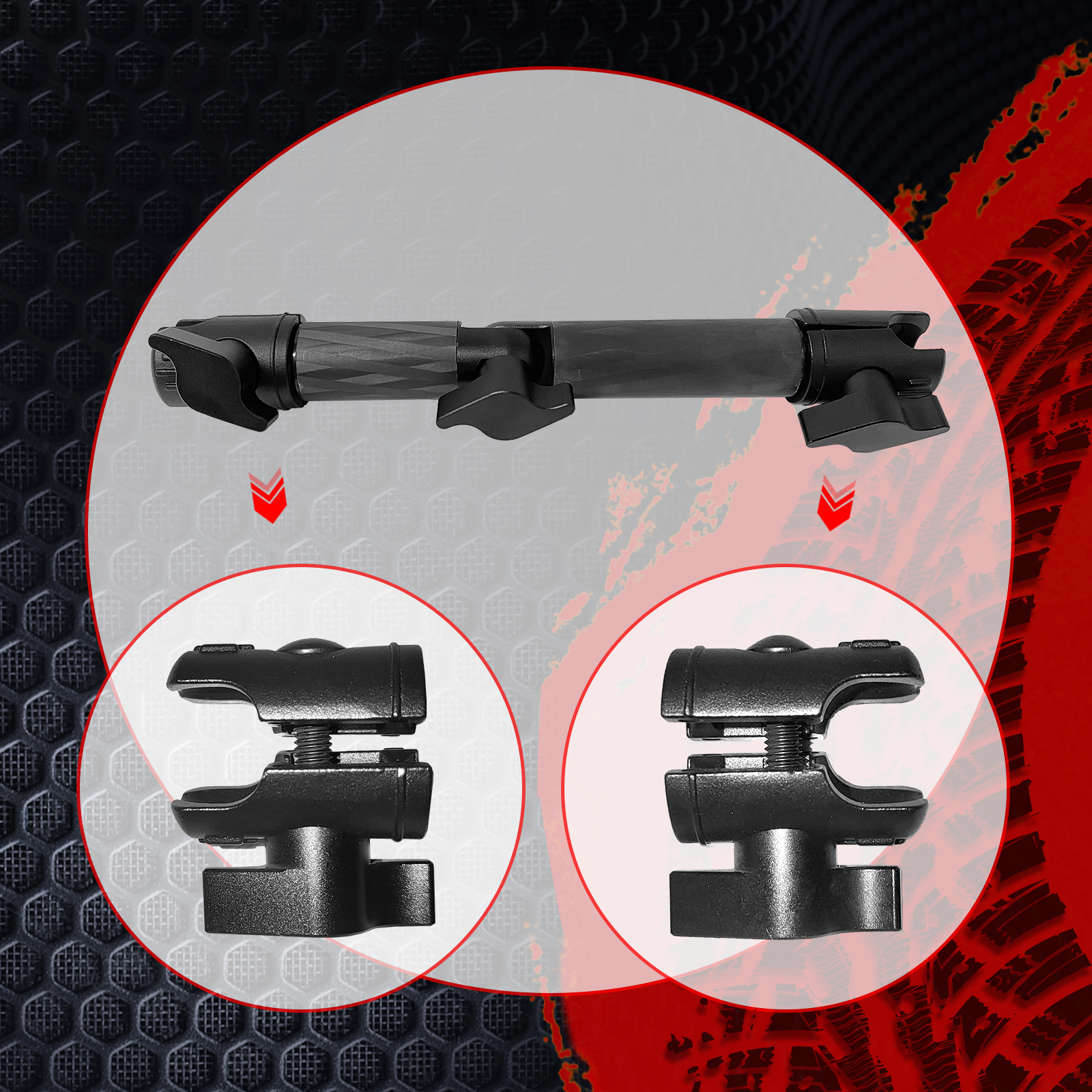 WXRYLYN 60mm to 40mm Lockable and Adjustable Dual-Ended Carbon Fiber Kevlar Mounting Arm Articulating Joint, Compatible with 20mm Ball Mount Base,20mm Ball Mount Arm