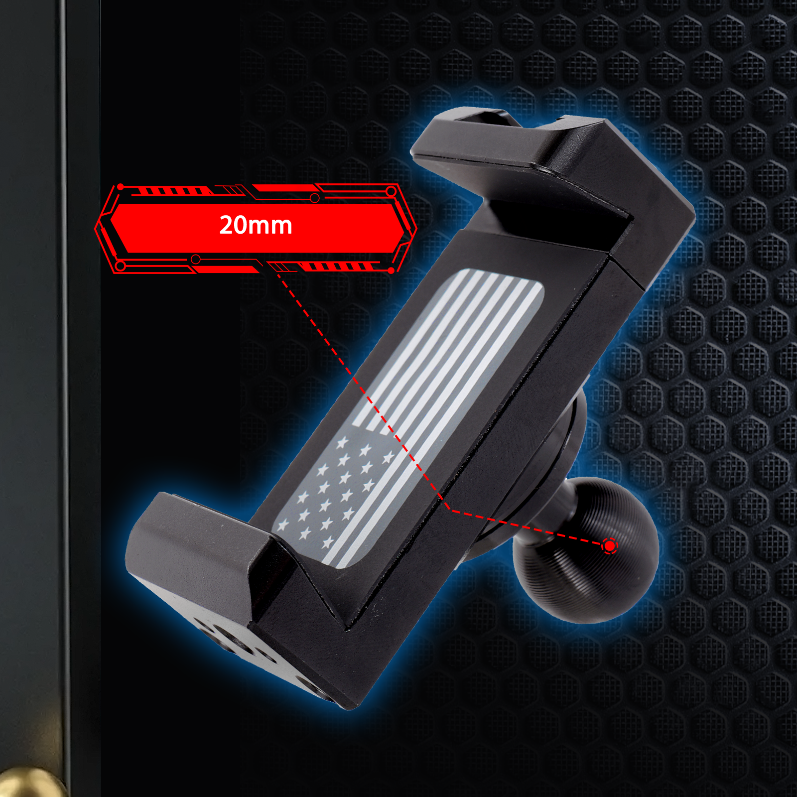 Dash Mount Cell Phone Holder with All Phones - 20mm Attachment Ball