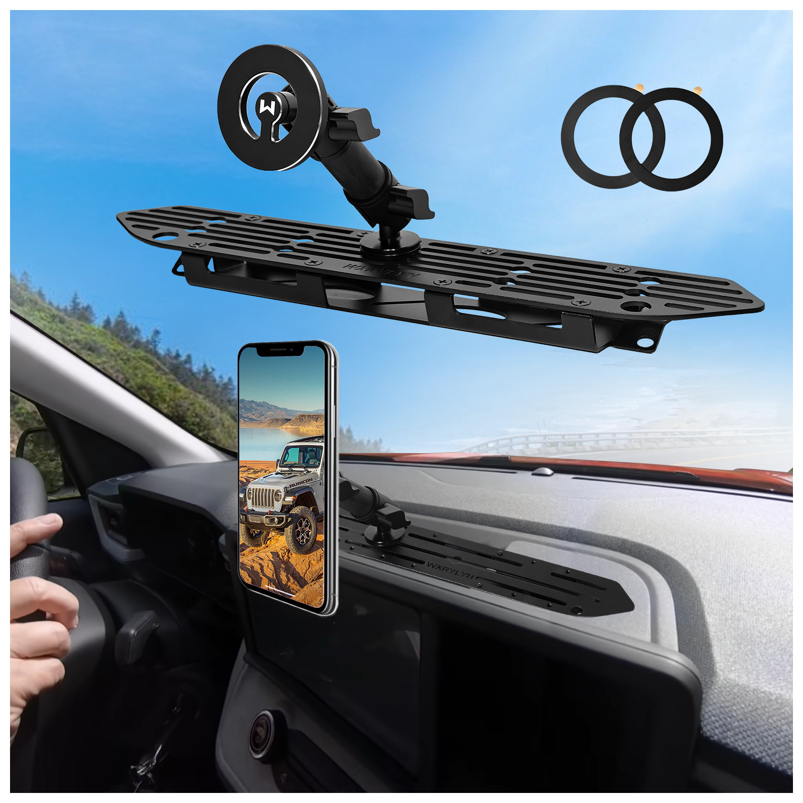 2018-2023 Wrangler JL Dash Phone Mount Magnetic Phone Holder for 2018-2023 J eep Wrangler JL (NOT 4xe) 2020-2023 Gladiator Metal Dash Platform Phone Mount 2023 Wrangler Cell Phone Holder