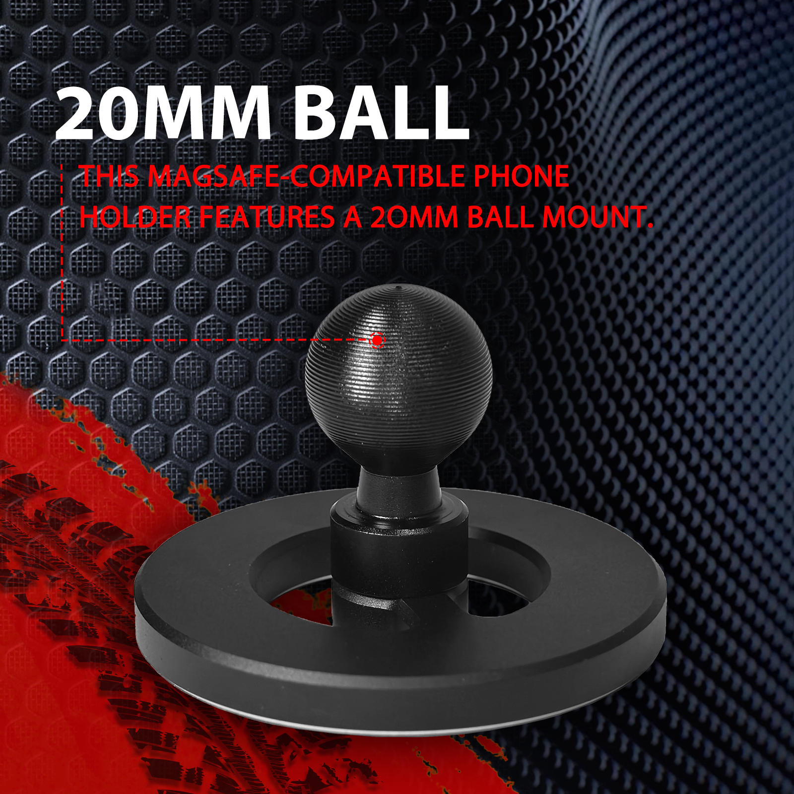 WXRYLYN Magnetic Phone Holder Contains 10 Magnets,Dsorption Area Increased To 55mm, Compatible with All 20mm Ball Mount Base