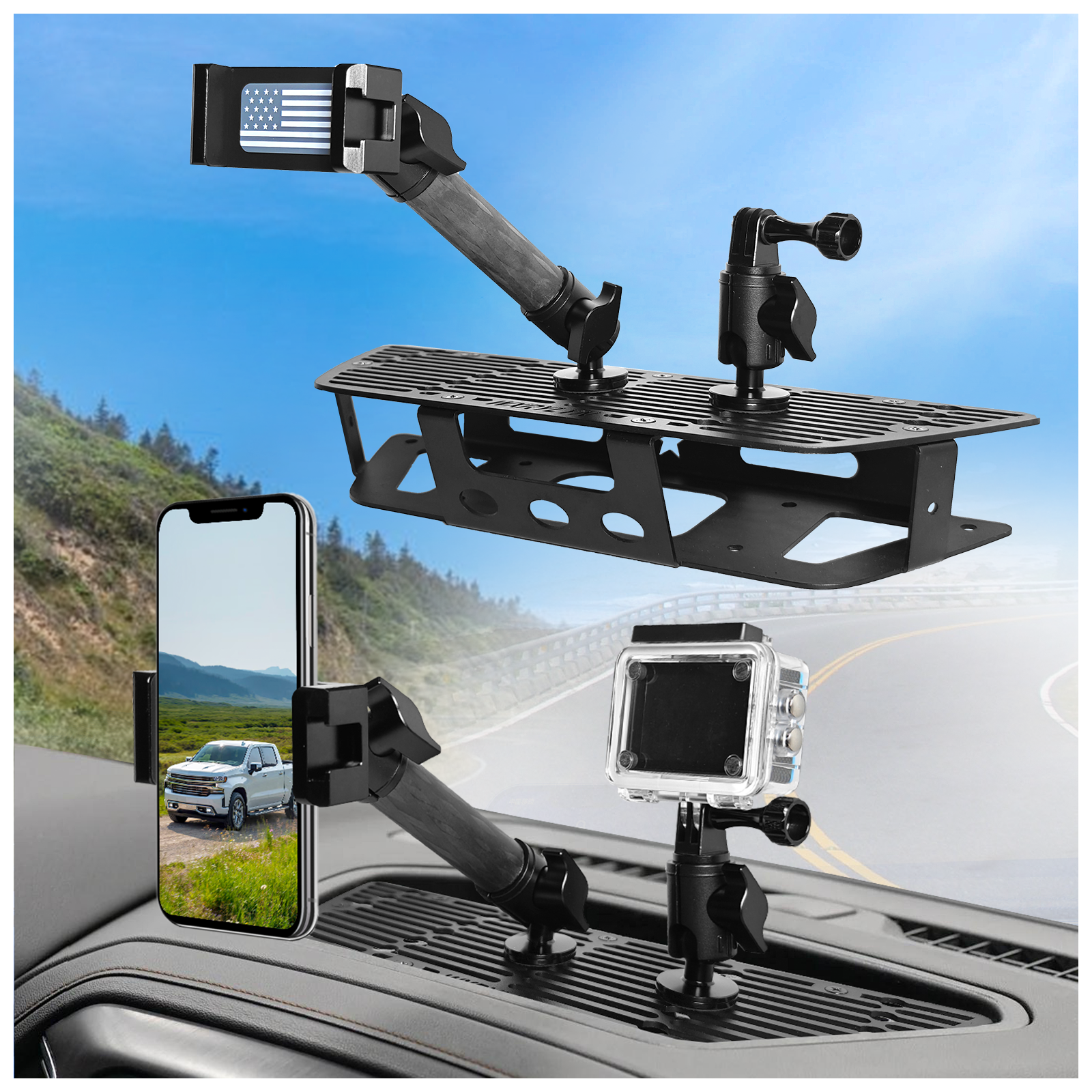 2024 Silverado Sierra Metal Dash Platform Phone Mount Phone Holder for 2019-2024 Silverado&2019-2021 Sierra Cell Phone Holder Dash Phone Mount 2024 Silverado Dash Mount