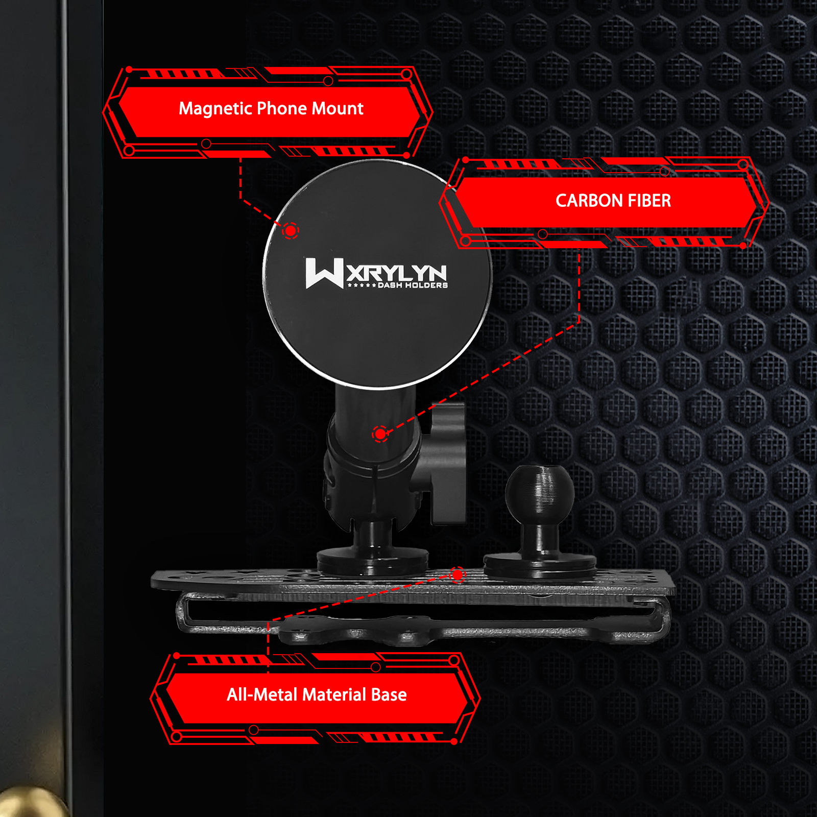 WXRYLYN 2024 2025 Wrangler JL 4xe Gladiator Dash Magnetic Phone Mount Phone Holder for 2024 2025 J eep Wrangler JL 4xe Gladiator Metal Dash Platform Magnetic Phone Mount-Driver Side