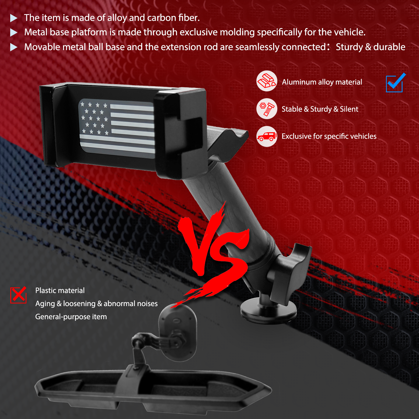 2024 Bronco Bronco Raptor Phone Mount Phone Holder for 2021-2024 Bronco 2022-2024 Bronco Raptor Metal Dash Mount Cell Phone Holder(NOT for Sport)