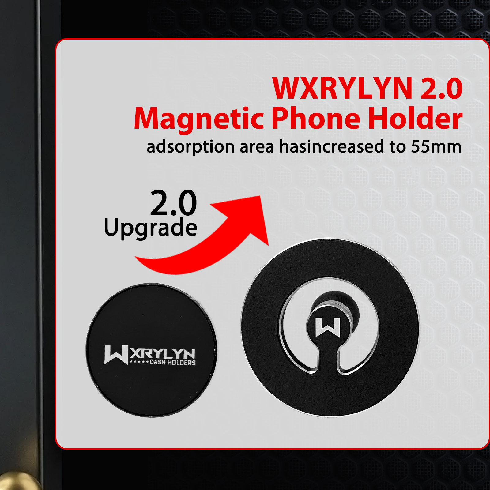 WXRYLYN Magnetic Phone Holder Contains 10 Magnets,Dsorption Area Increased To 55mm, Compatible with All 20mm Ball Mount Base