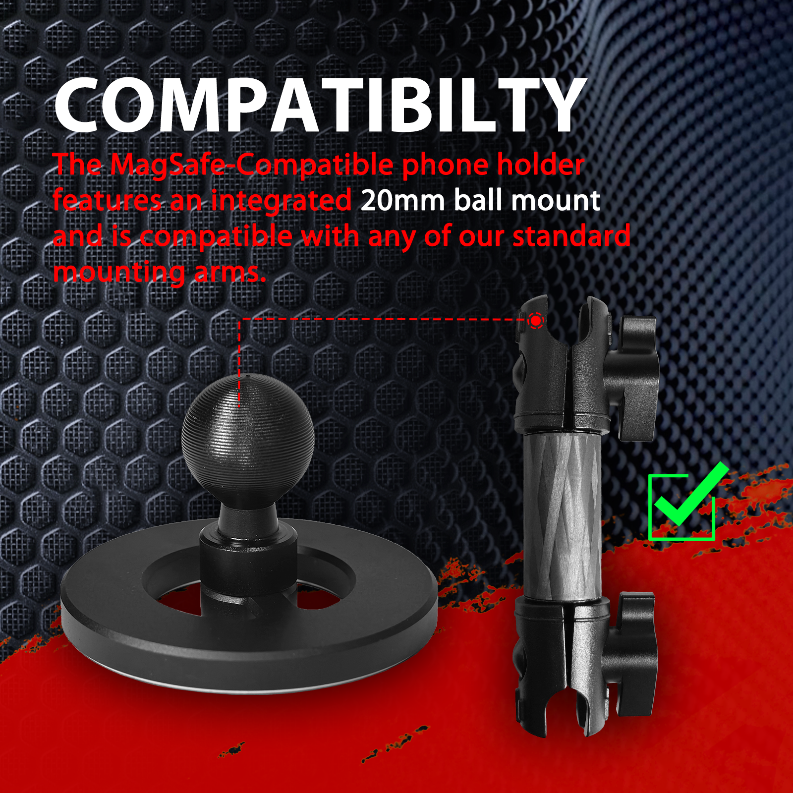 WXRYLYN Magnetic Phone Holder Contains 10 Magnets,Dsorption Area Increased To 55mm, Compatible with All 20mm Ball Mount Base