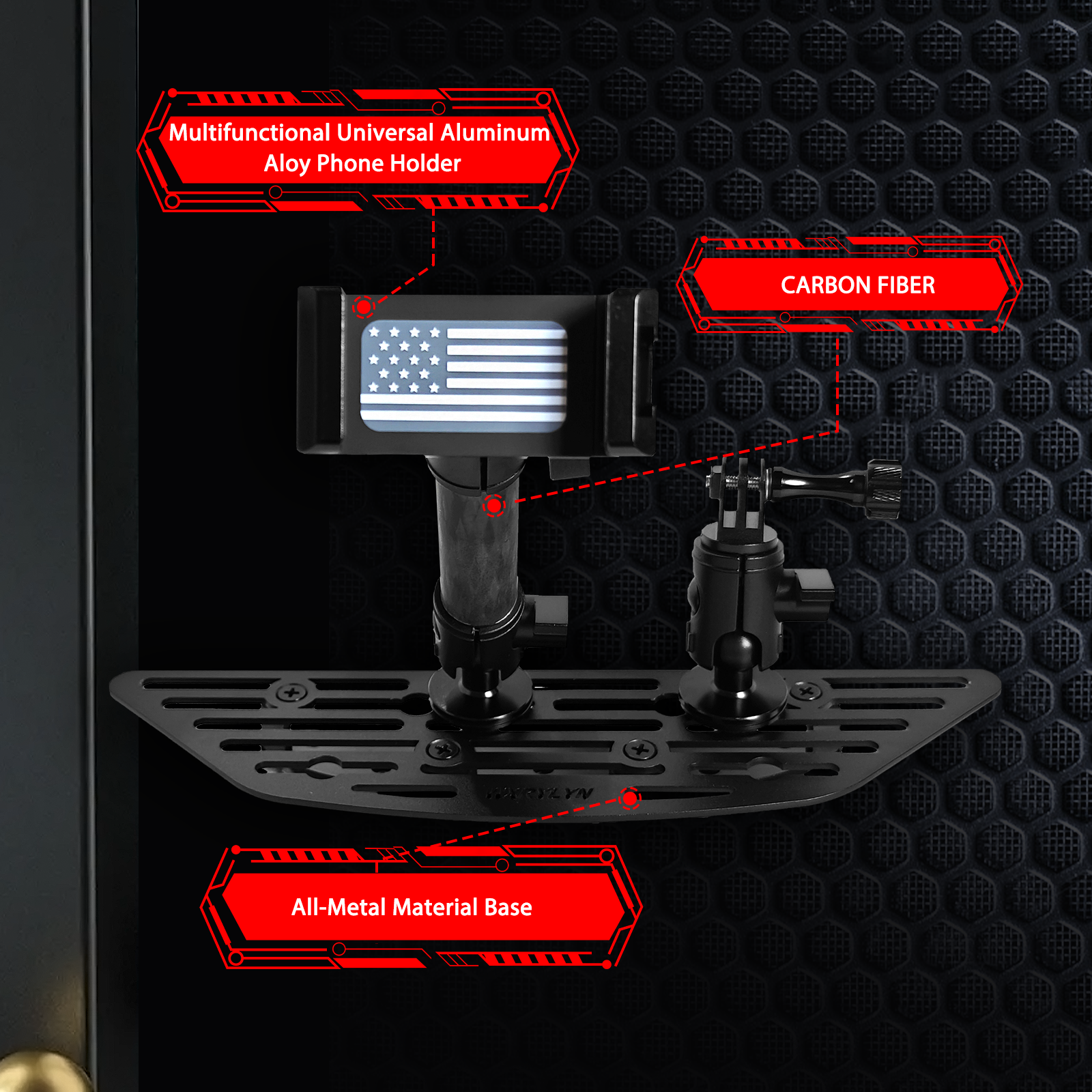 WXRYLYN 2014-2021 Tundra Metal Dash Platform Phone Mount Phone Holder for 2014-2021 Toyota Tundra Cell Phone Holder Dash Go pr o Mount Tundra Dash Mount Tray