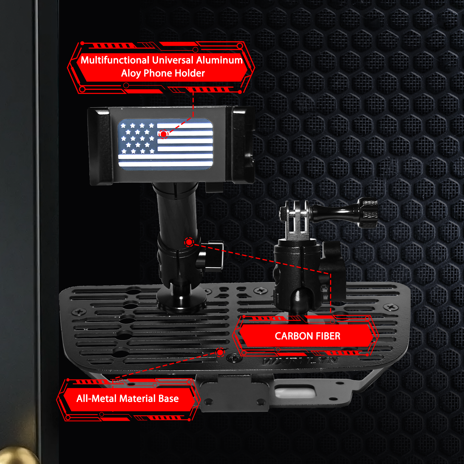 WXRYLYN 2011-2018 Wrangler JK Pure Metal Dash Phone Mount Phone Holder for 2011-2018 J eep Wrangler JL Metal Dash Platform Go P ro Phone Mount 2024 Wrangler Cell Phone Holder