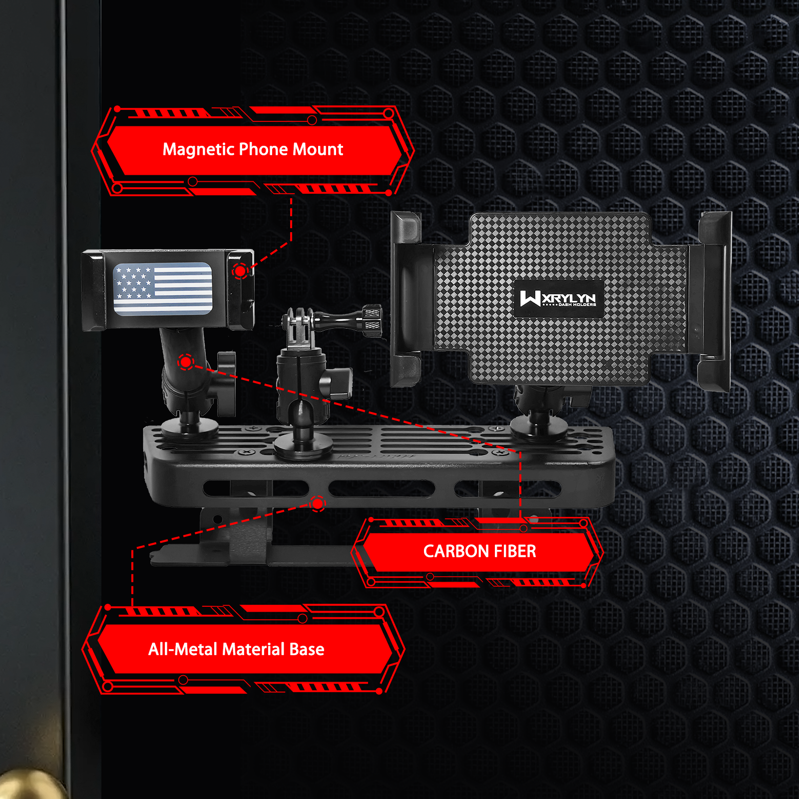 2023 2024 2025 Canyon Colorado 3-in-1 Dash Phone Mount Phone Holder for 2023 2024 2025 Canyon Colorado Metal Dash Platform Go P ro Phone Tablet Mount 2024 G MC Canyon Chev y Colorado Cell Phone Holder