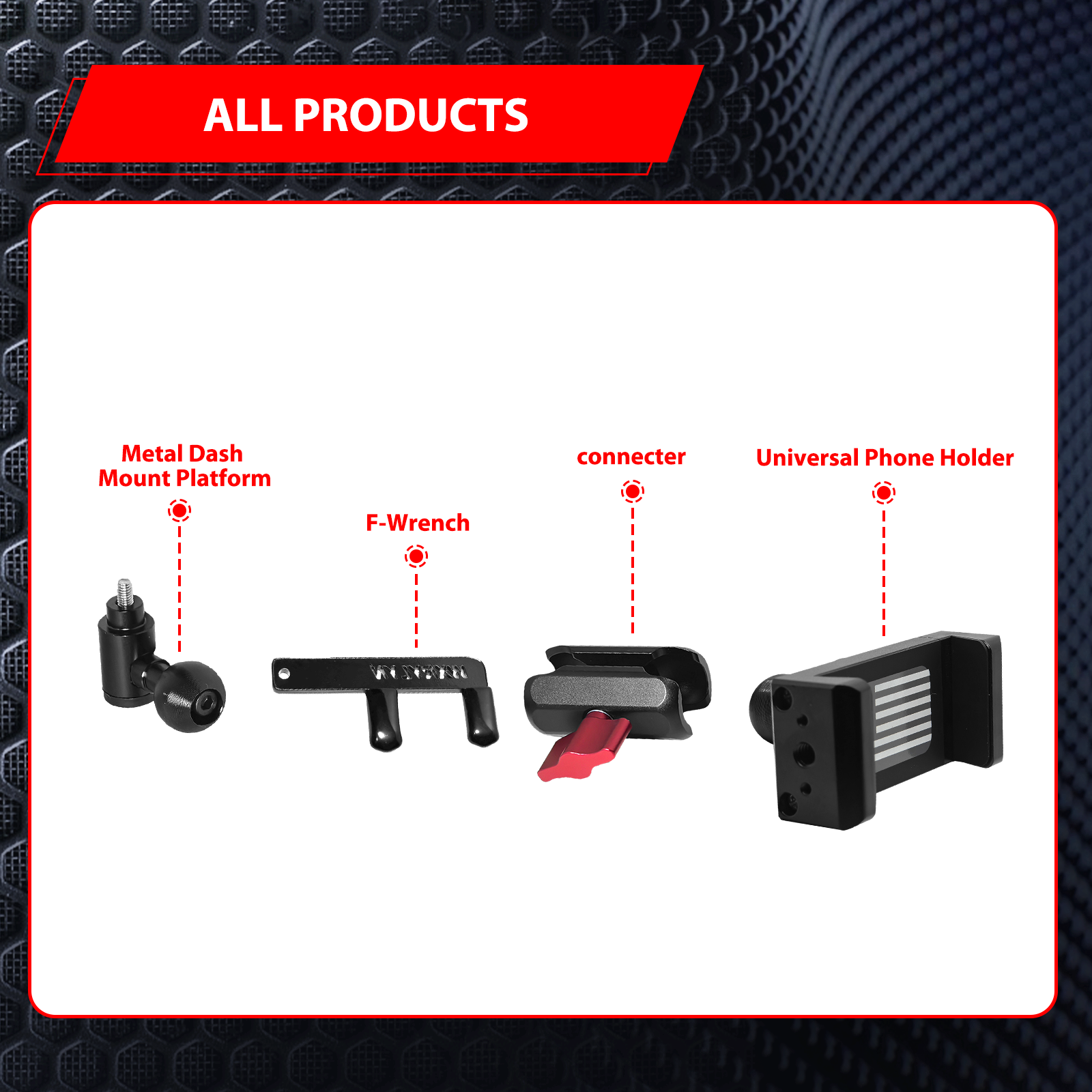 2024 Bronco Phone Mount for 2025 Frod Bronco Phone Holder 2024 Bronco Dash Cell Phone Mount Pure Aluminum Alloy Material 2024 Bronco A-Pillar Dash Phone Mount