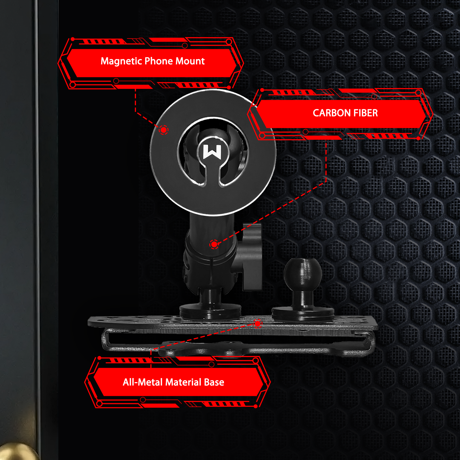 2025 2024 Wrangler JL Gladiator Dash Magnetic Phone Mount for 2024 2025 J eep Wrangler JL 4xe Gladiator Metal Dash Platform Magnetic Phone Mount 2024 Wrangler Cell Phone Holder-Driver Side