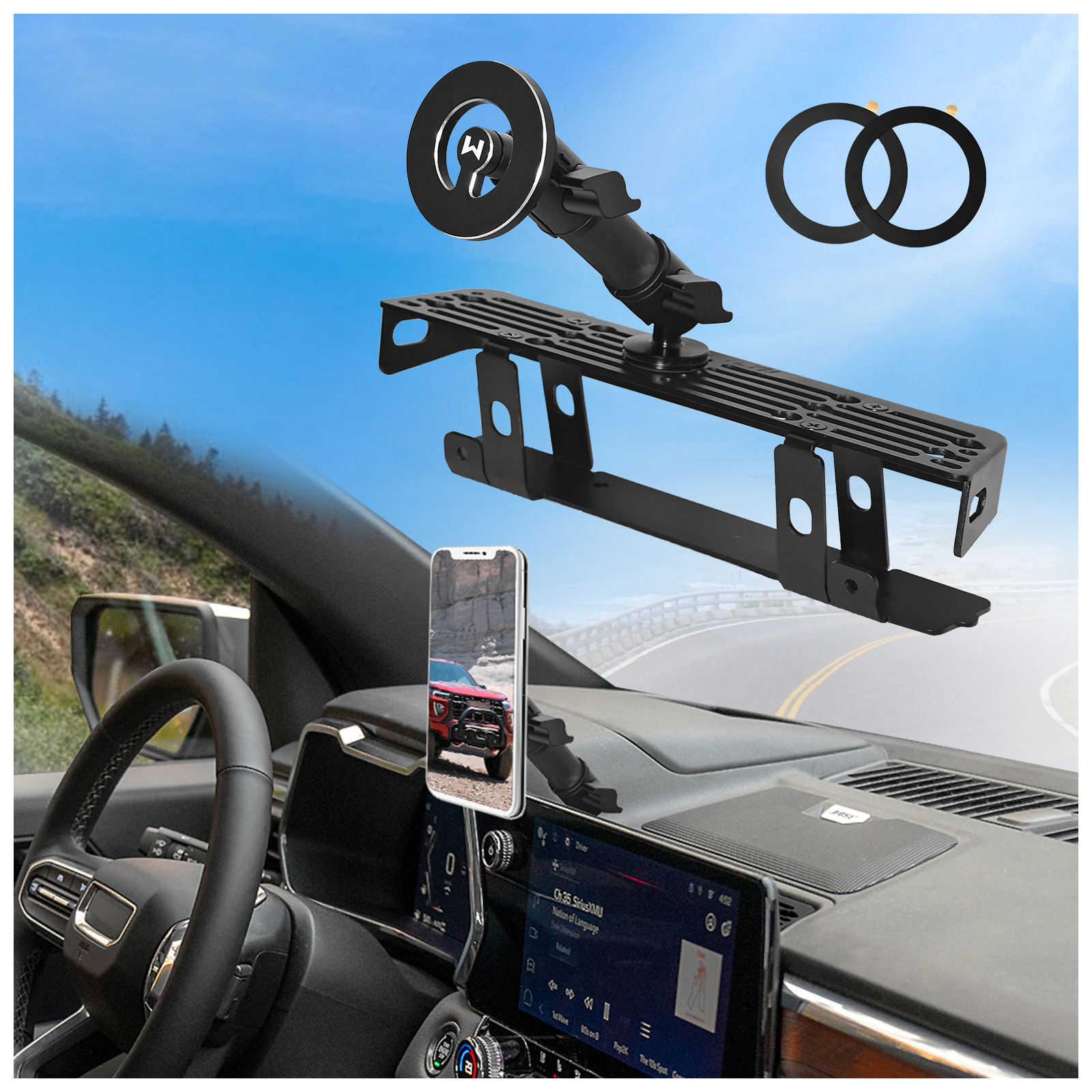 2023 2024 2025 Canyon Colorado Metal Dash Phone Mount Magnetic Phone Holder for 2023 2024 2025 Canyon Colorado Phone Tablet Mount 2024 G MC Canyon Chev y Colorado Cell Phone Holder