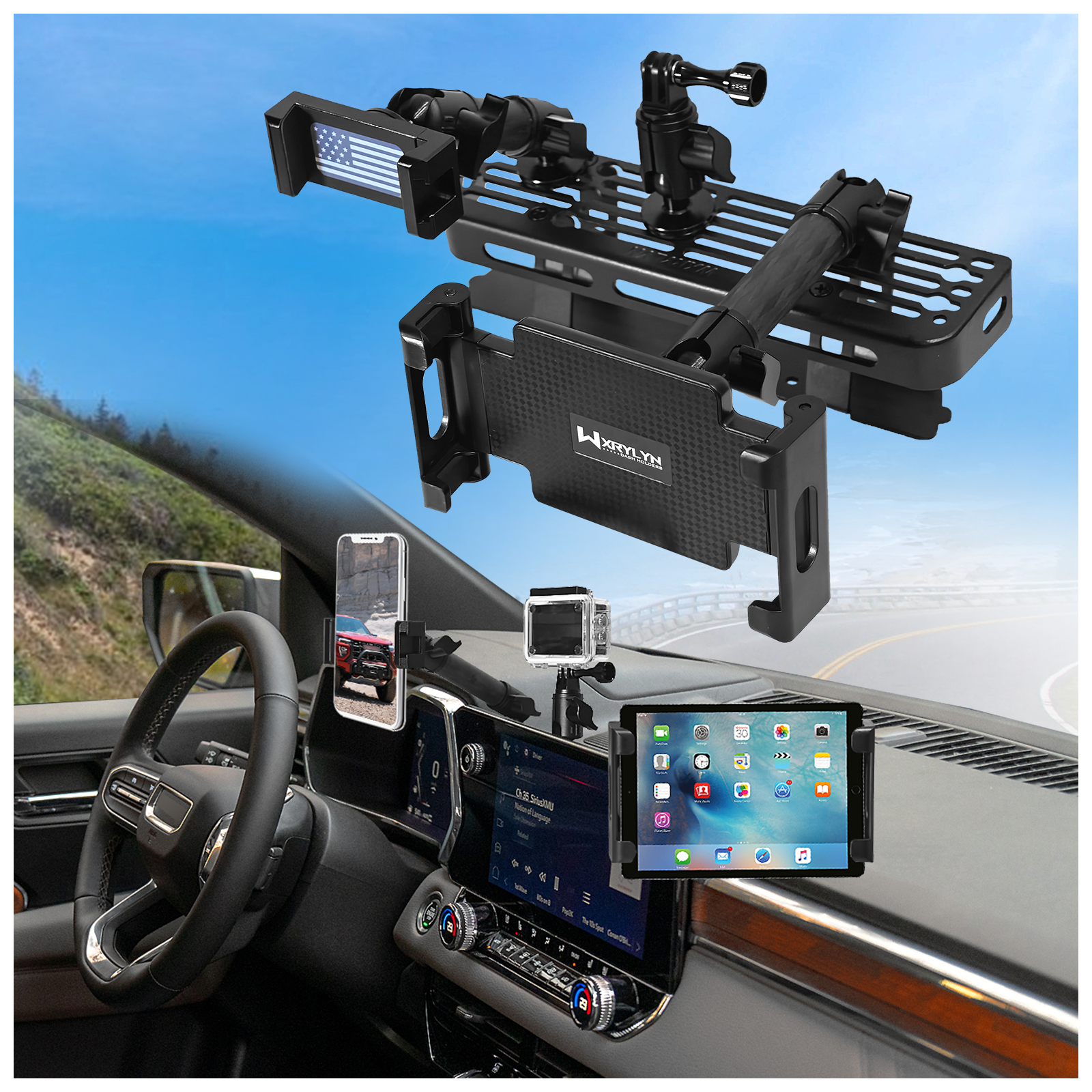 2023 2024 2025 Canyon Colorado 3-in-1 Dash Phone Mount Phone Holder for 2023 2024 2025 Canyon Colorado Metal Dash Platform Go P ro Phone Tablet Mount 2024 G MC Canyon Chev y Colorado Cell Phone Holder