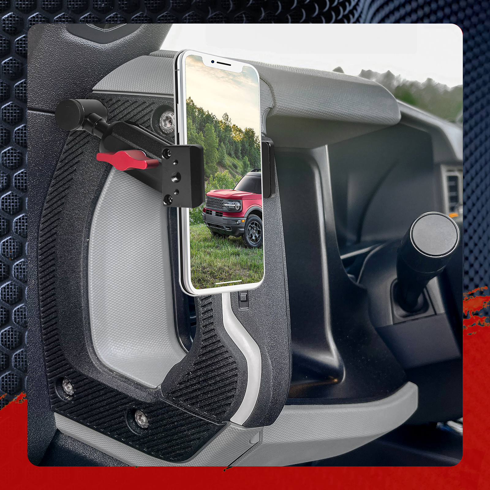 2024 Bronco Phone Mount for 2025 Frod Bronco Phone Holder 2024 Bronco Dash Cell Phone Mount Pure Aluminum Alloy Material 2024 Bronco A-Pillar Dash Phone Mount