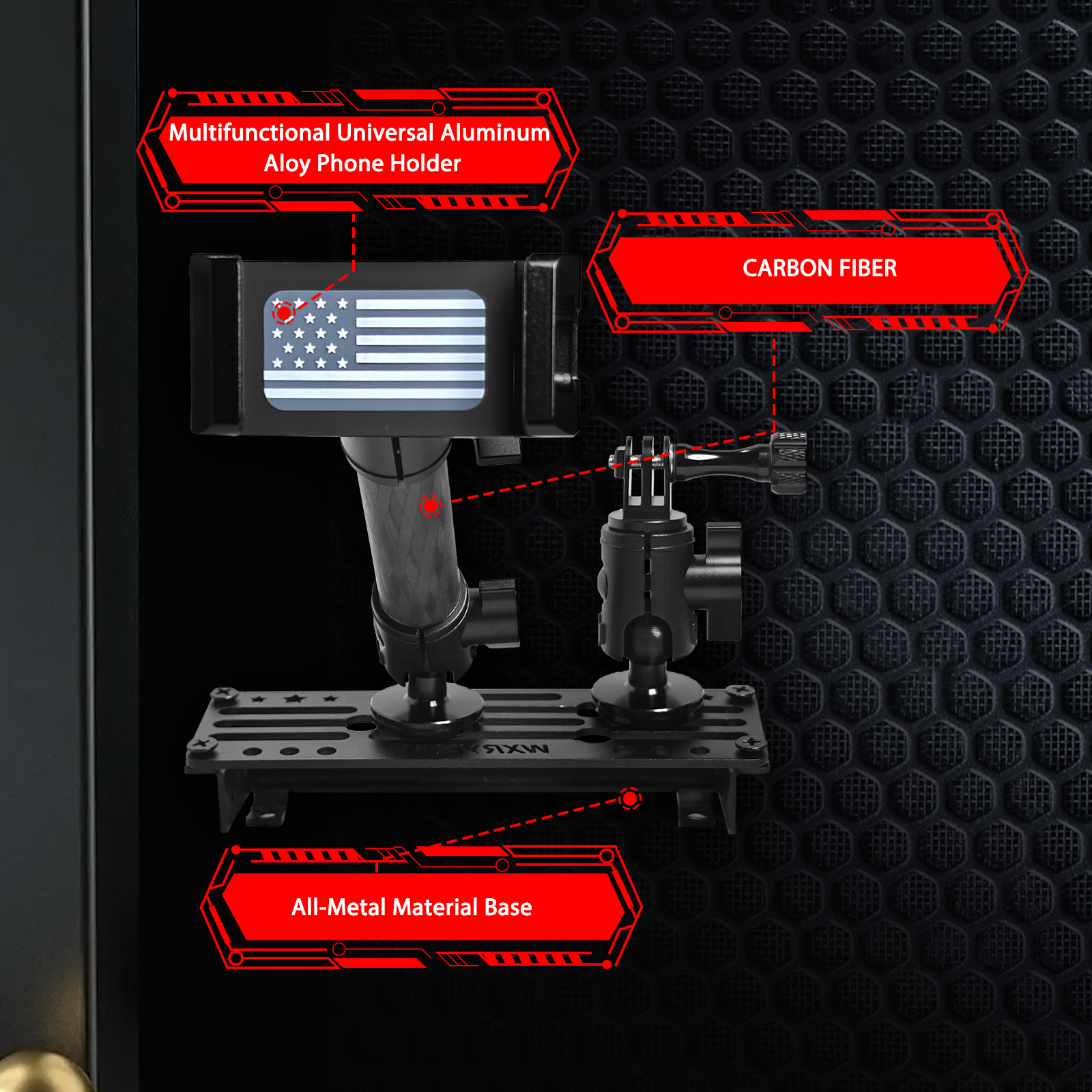 WXRYLYN 2024 2025 Ram Dash Mount Phone Holder for 2019-2025 Ram 1500 2500 3500 TRX Metal Dash Platform Phone Mount Go pr o Holder 2025 Ram Cell Phone Holder Dash Phone Mount