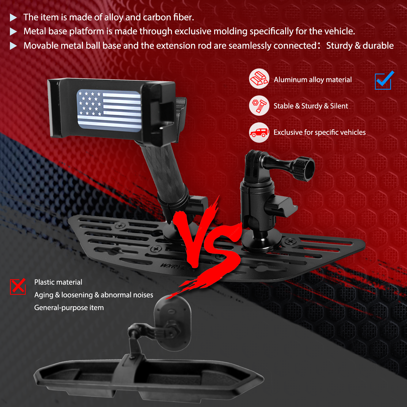 WXRYLYN 2014-2021 Tundra Metal Dash Platform Phone Mount Phone Holder for 2014-2021 Toyota Tundra Cell Phone Holder Dash Go pr o Mount Tundra Dash Mount Tray