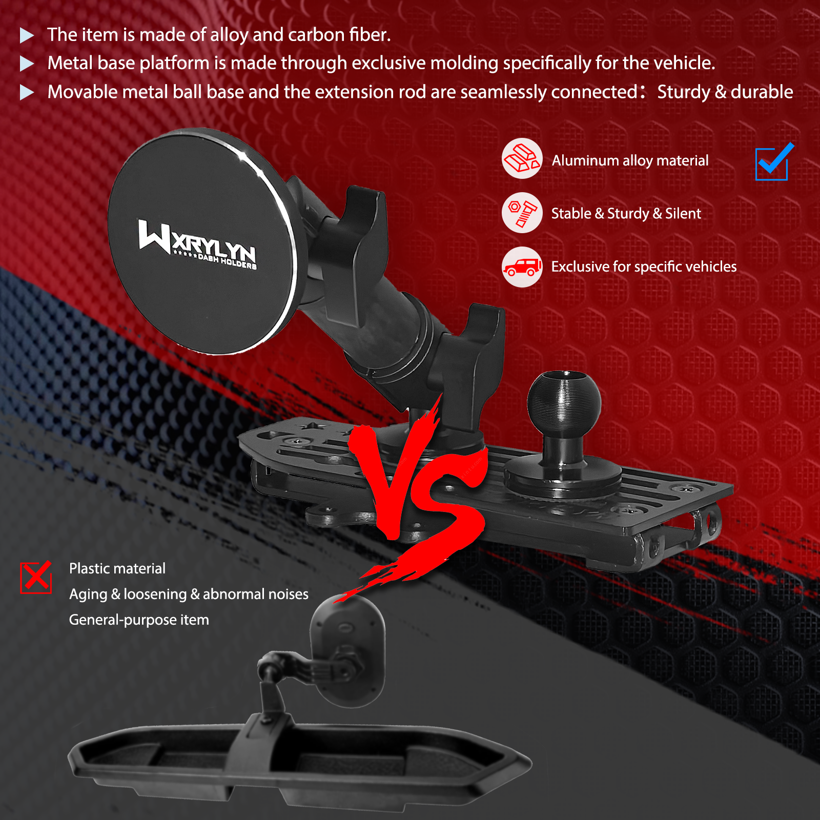 WXRYLYN 2024 2025 Wrangler JL 4xe Gladiator Dash Magnetic Phone Mount Phone Holder for 2024 2025 J eep Wrangler JL 4xe Gladiator Metal Dash Platform Magnetic Phone Mount-Driver Side