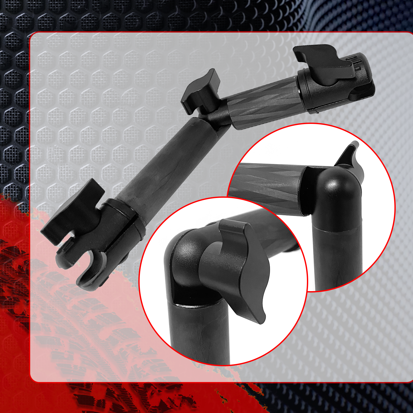 WXRYLYN 60mm to 40mm Lockable and Adjustable Dual-Ended Carbon Fiber Kevlar Mounting Arm Articulating Joint, Compatible with 20mm Ball Mount Base,20mm Ball Mount Arm