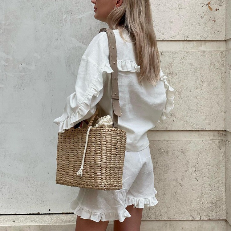 Customizable Fashion Beige Linen 2 Piece Sets Women Outfit Casual Loose Long Sleeve Shirts With High Waist Ruffle Shorts Set