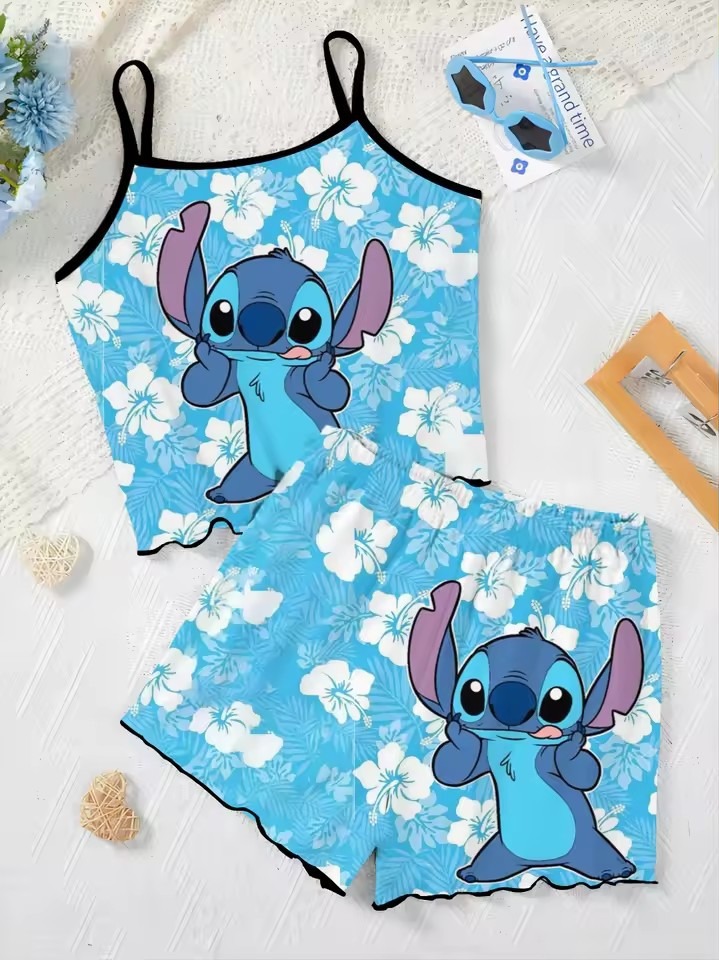 Elegant Women's Sets Lettuce Trim Pajama Skirt T-shirt Slip Dress Top Pieces Short Piece Outfit Summer Suit