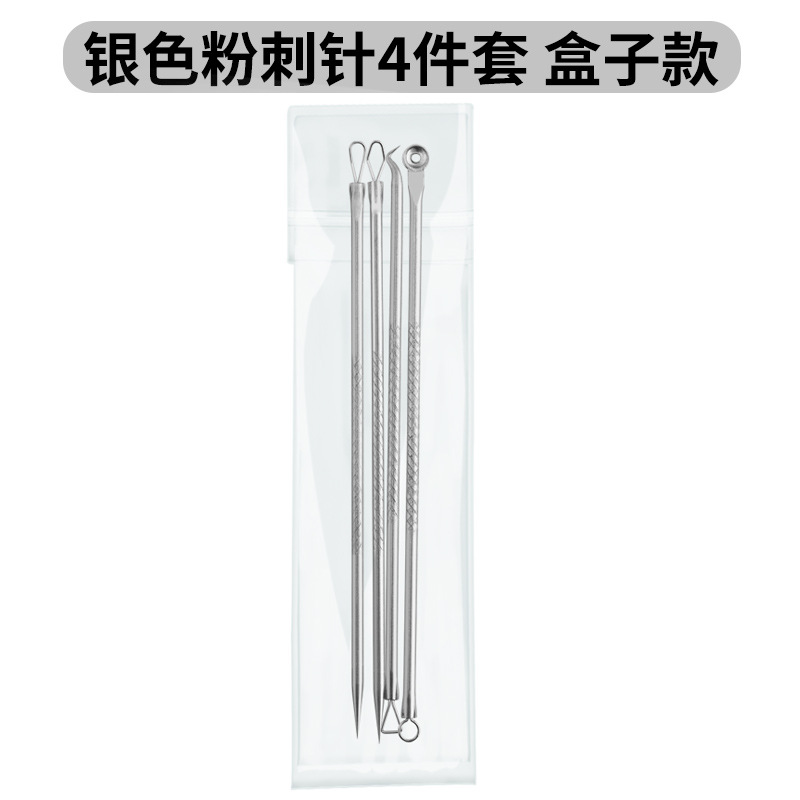 4pcs/Set Stainless Steel Blackhead Removal Kit Acne Blemish Pimple Extractor Remover Needles Cosmetic Face Cleaning Tool